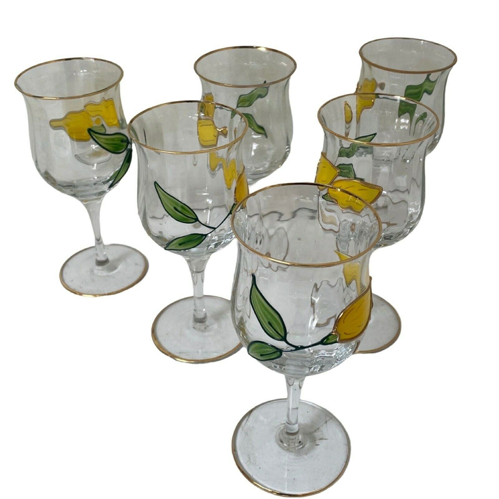 Paul Nagel   Set Of 6   Hand Painted (Wine) Glasses From The 'Tiffany' Series   Made In Germany photo vintage