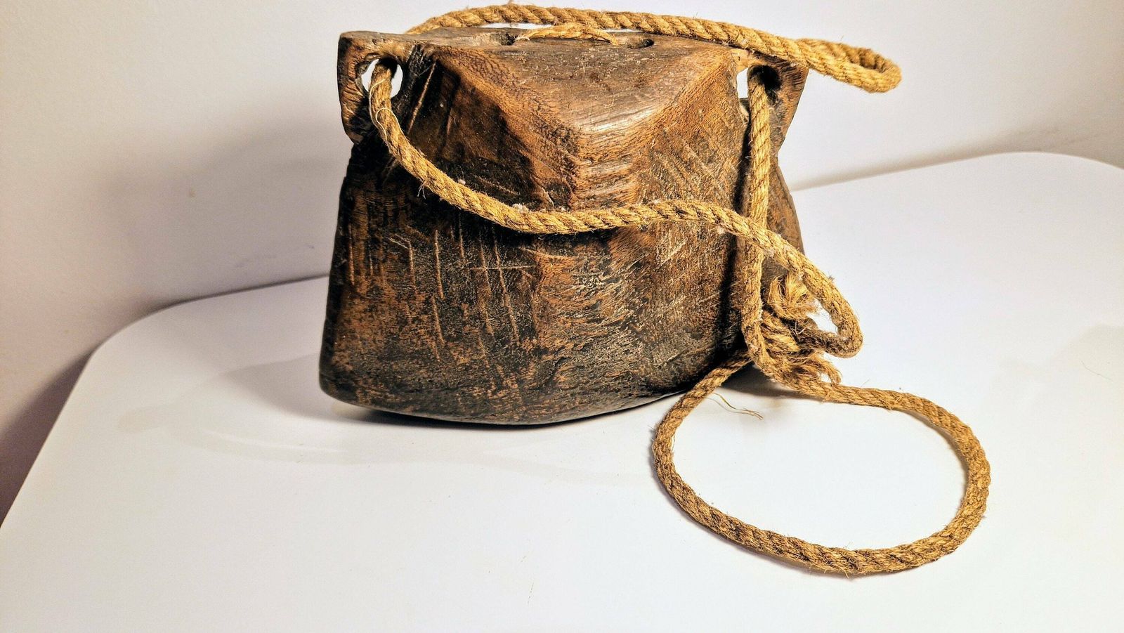 Antique 1900's Hand Carved Indian Vintage Wooden Cattle Bell   Collectible photo buy