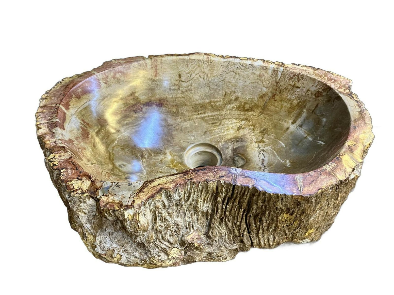 Contemporary Petrified Wood Sink In Beige/ Brown/ Yellow And Pink Tones, 2024