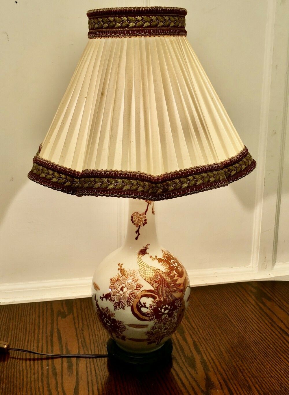 Large Famille Rose Dragon Vase Lamp, Classic Oriental Chintz