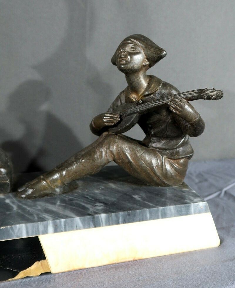 Art Regulate Sculpture Of Pierrot And Columbine – Early 20th Century photo
