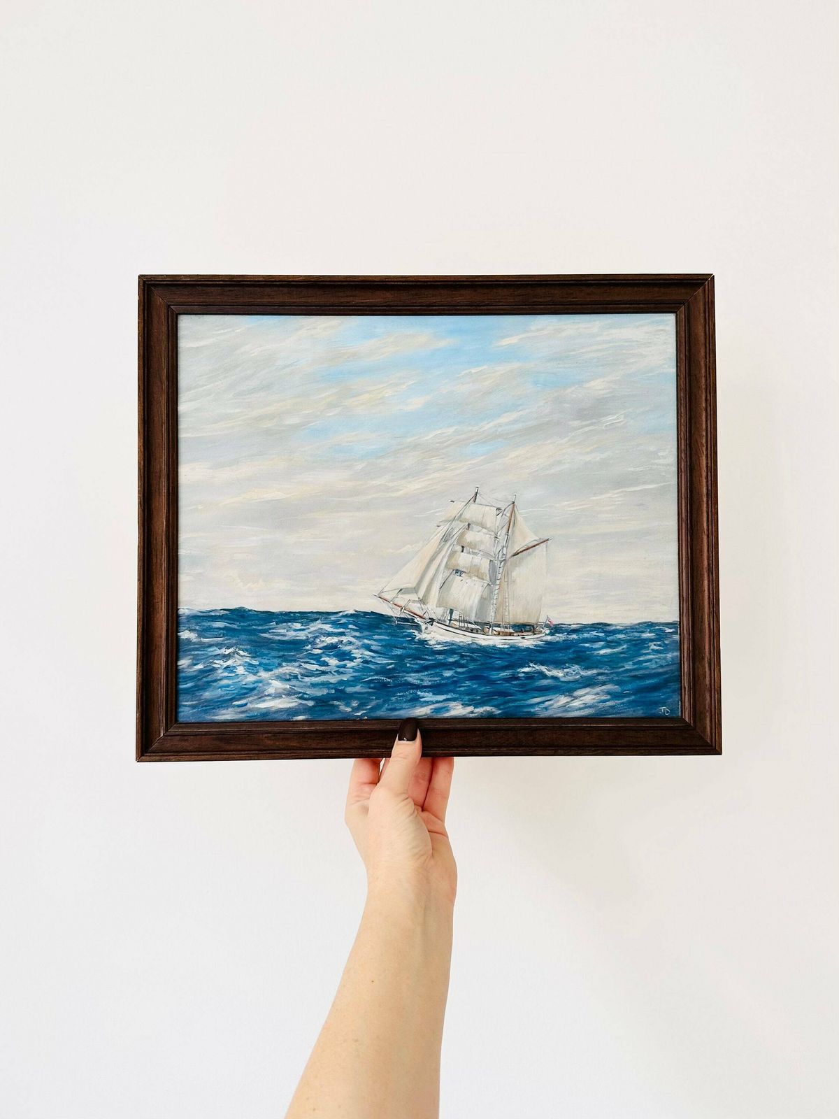 Vintage Oil Painting, Sailing Boat, Seascape, Nautical Home, Landscape, Original Signed Art, Framed Painting, Coastal House Decor