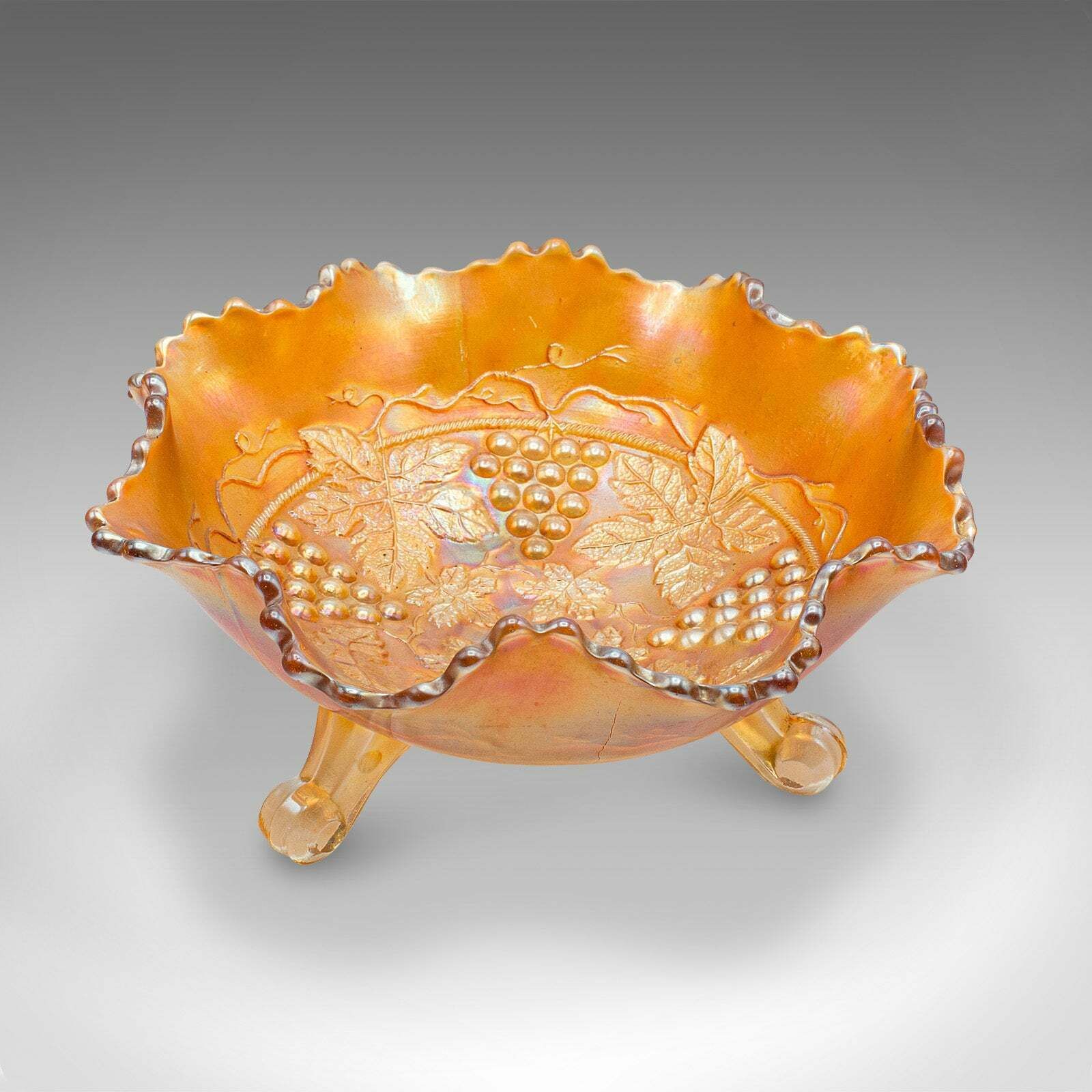 Vintage Carnival Bowl, English Lustre Glass, Decorative Confectionery Dish, 1930 photo for sale