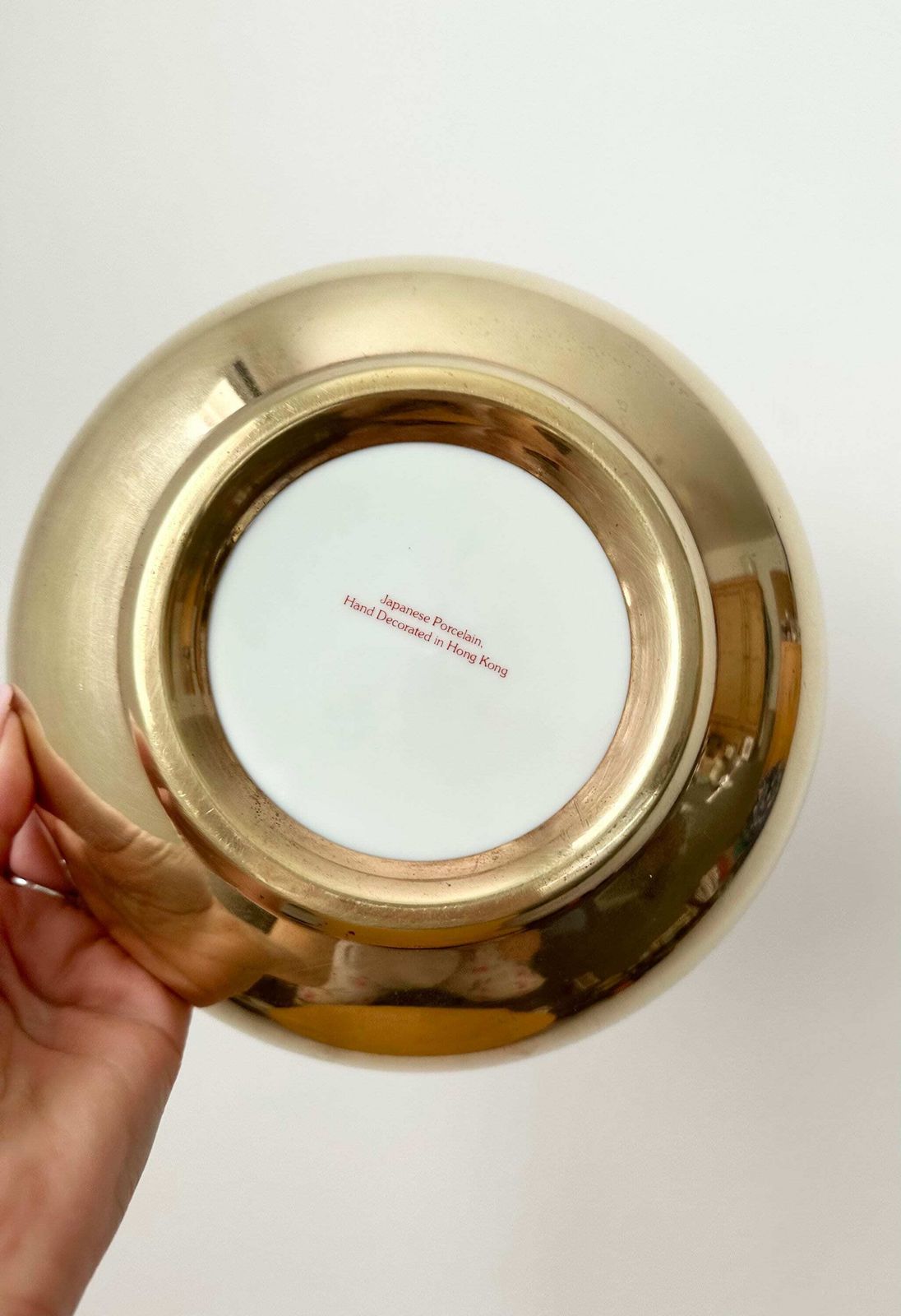 Japanese Porcelain & Brass Bowl Made In Hong Kong Exclusively For Horchow Collection, Dragon Motif photo buy
