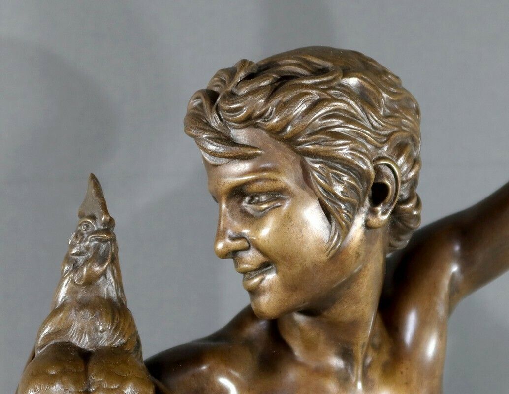 Bronze “Winner In The Cockfight”, Signed A. Falguière – 2nd Part 19th Century photo buy