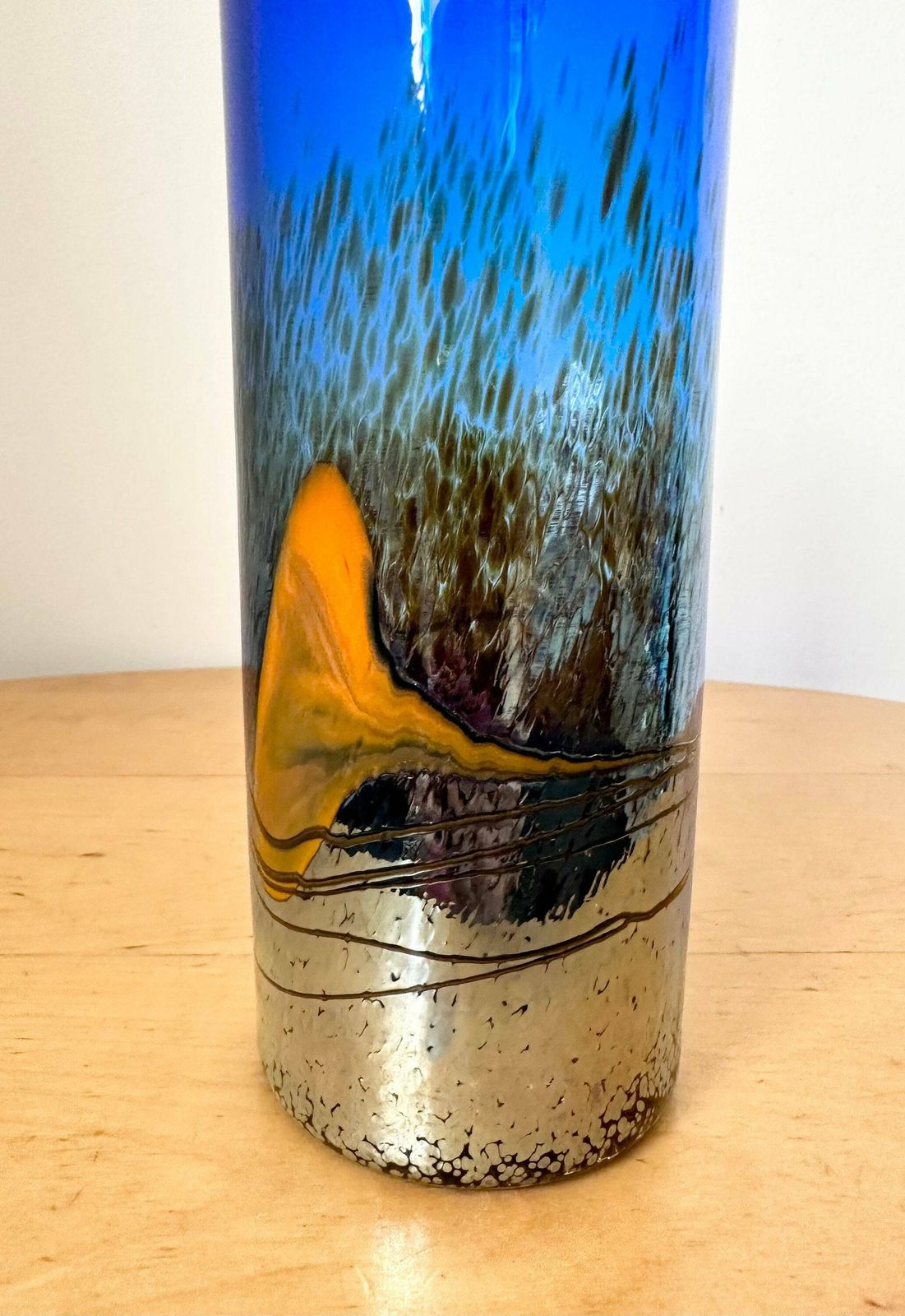 Milan Vobruba Vase, Glashyttan Gusum, Blue Glass photo Home Decor