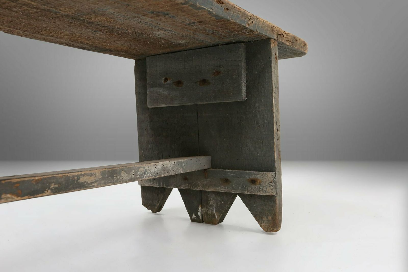 Grey Wooden Bench, France, 1890s photo vintage