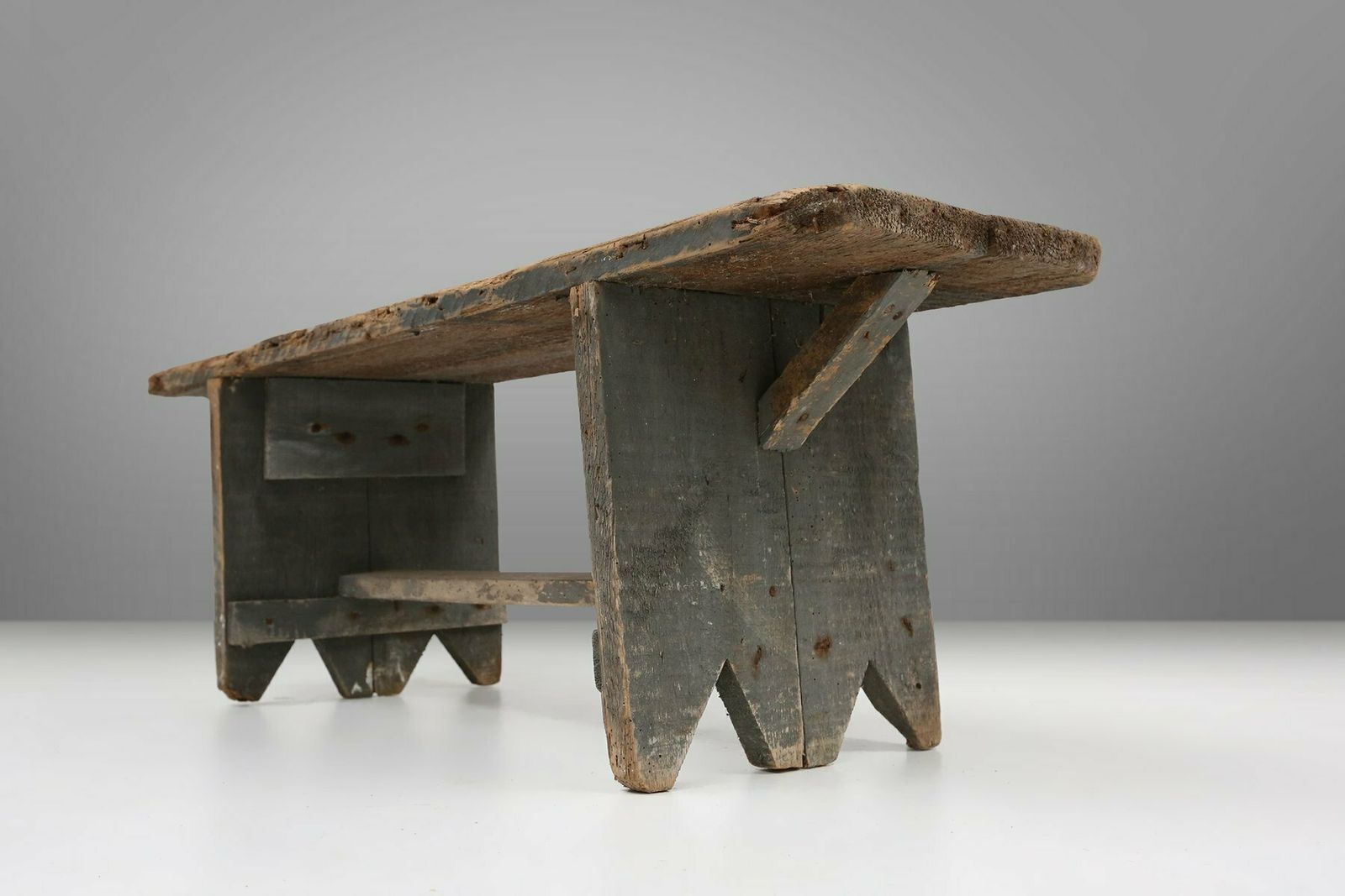 photo furniture Grey Wooden Bench, France, 1890s