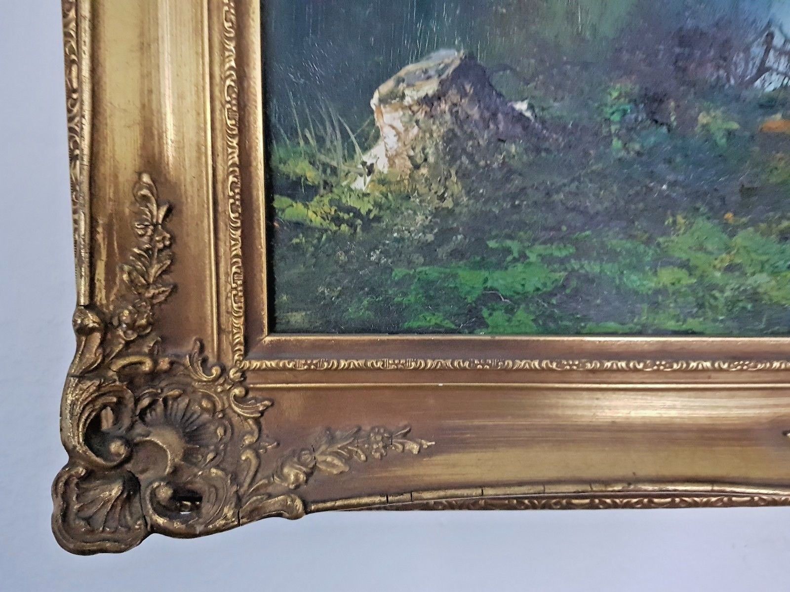 2 Large Landscape Oil Relief Paintings Spring & Winter Signed Yvette St Laurent photo Art