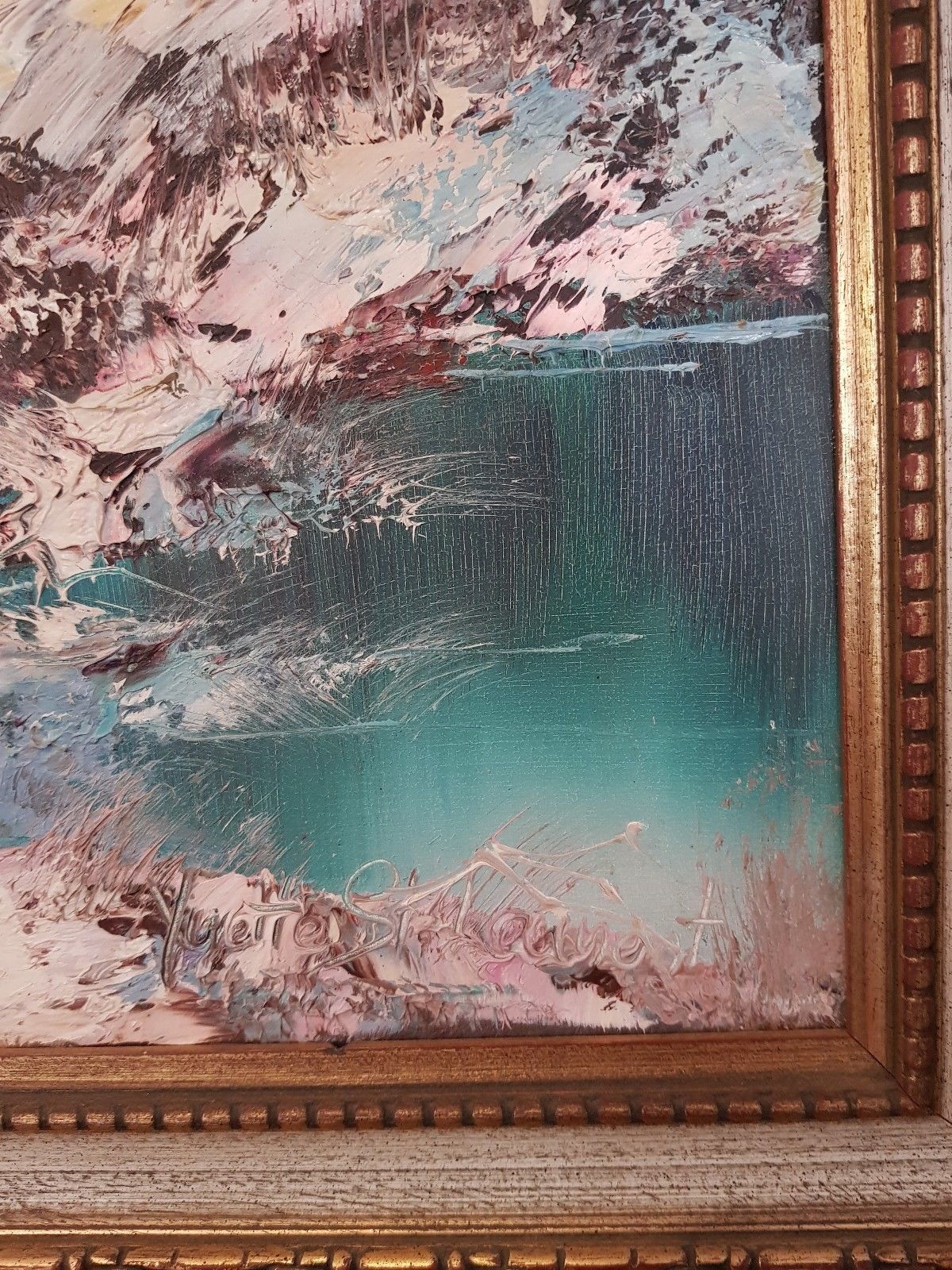 750.0 2 Large Landscape Oil Relief Paintings Spring & Winter Signed Yvette St Laurent photo