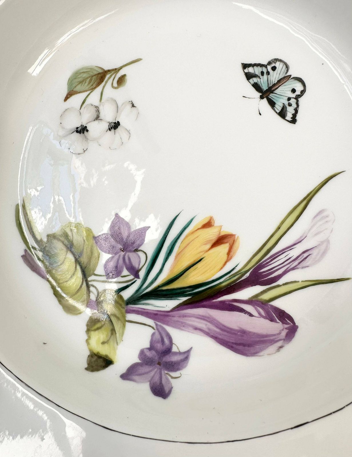 Meissen Porcelain Plate, Hand Painted Flowers And Beautiful Motif, 1900 photo for sale