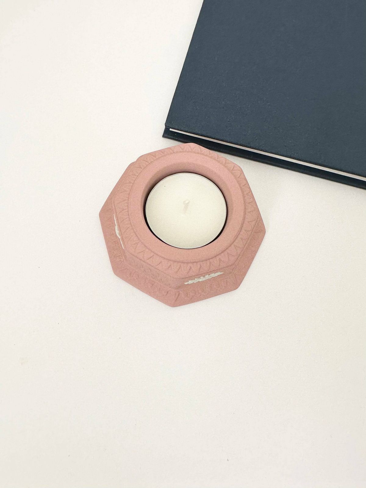 Pink Wedgwood Japerware Candle Holder, Pink And White Holder photo vintage