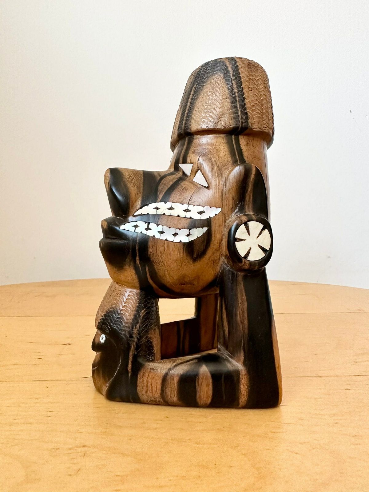 Hand Carved Nguzunguzu Mother Of Pearl Figure, Tribal Art, The Solomon Islands Oceanic Art, Wood Statue, Man Cave Decor photo Home Decor