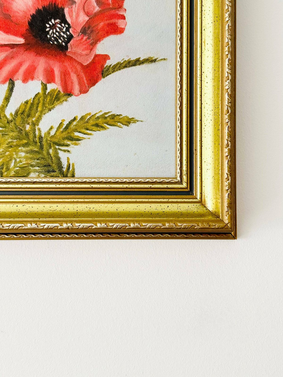 Framed Oil Painting On Canvas Board, Red Poppies Painting, Still Life, Floral Painting photo buy