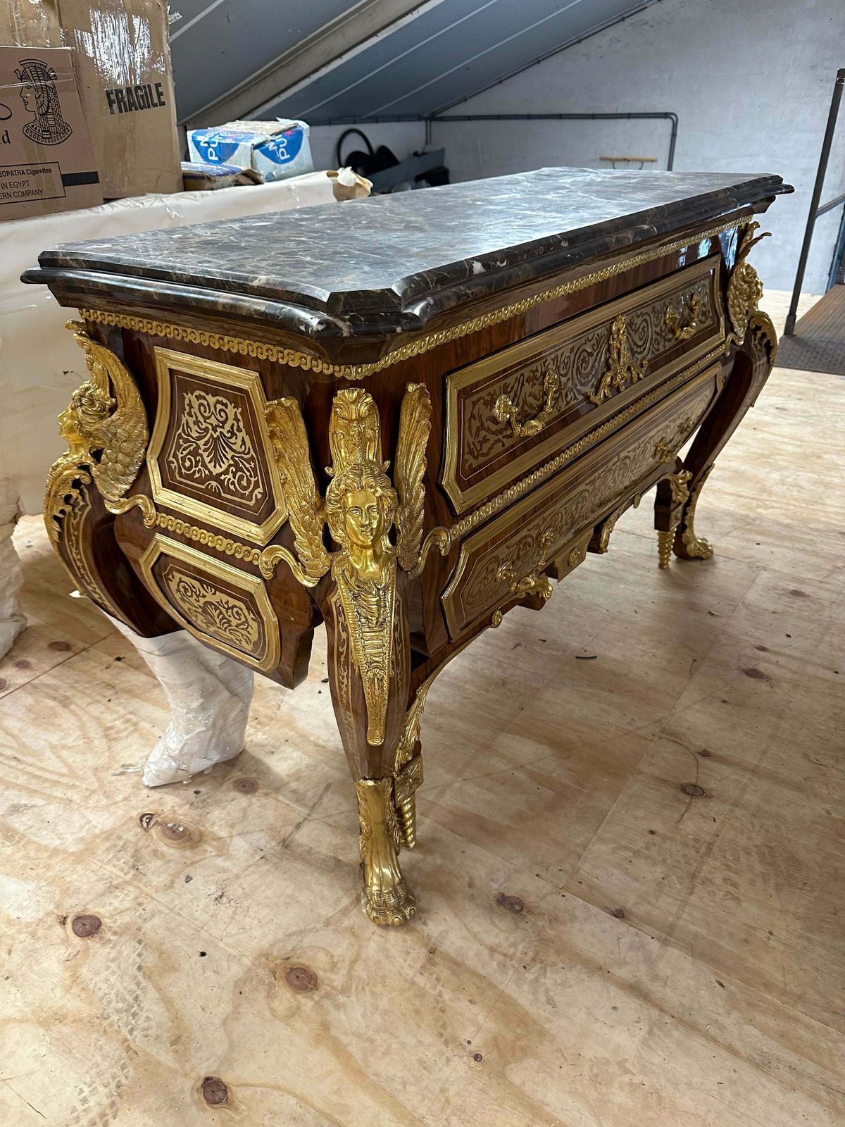 photo furniture Rare, French Baroque, Bronze Mounted Chest Of Drawers, Linke Style (Pair Available)