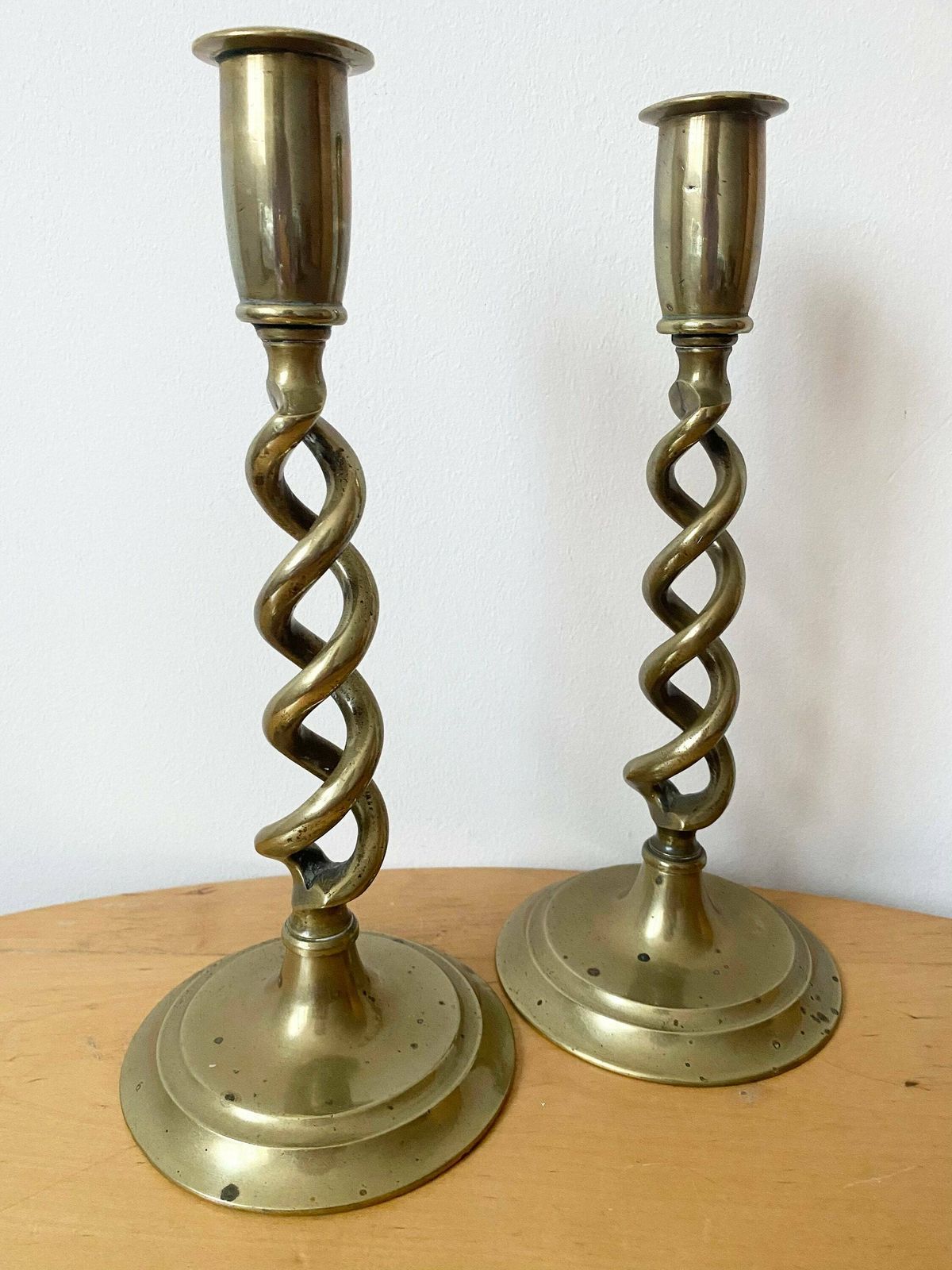 Brass Spiral Candlestick Holders, Pair Of Candleholders, Tall Candlesticks Holder photo furniture