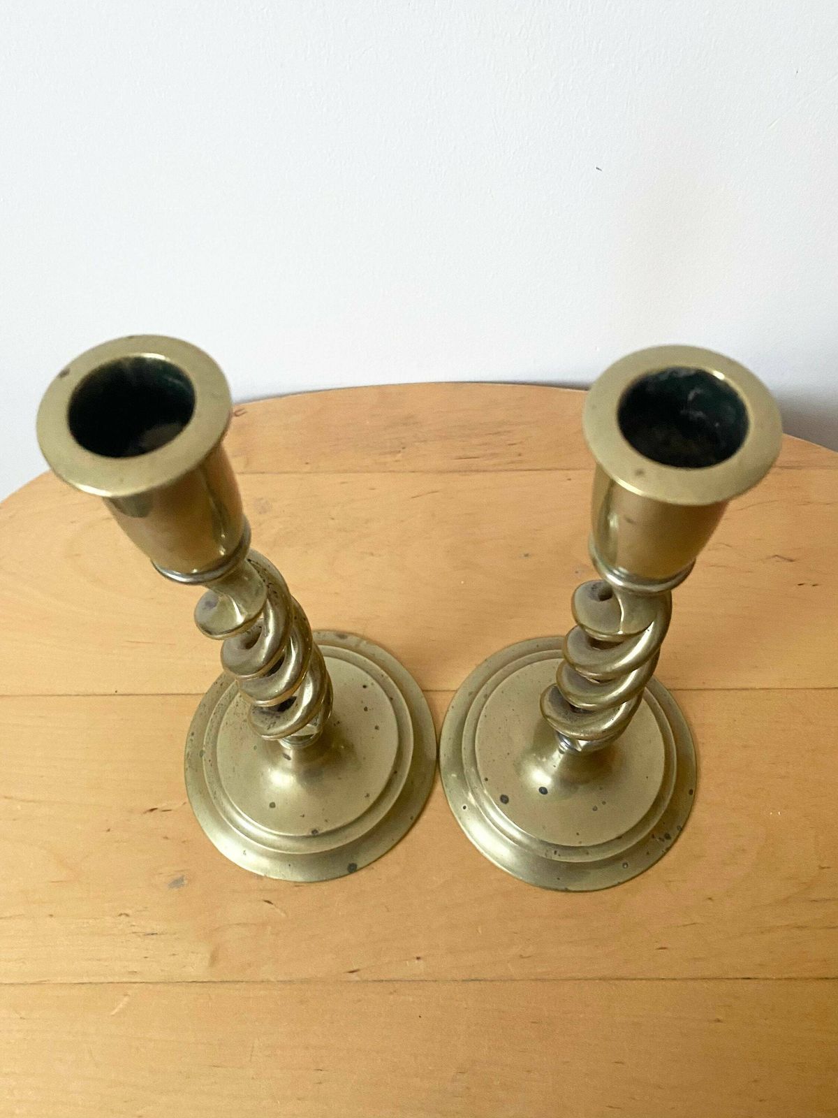 Brass Spiral Candlestick Holders, Pair Of Candleholders, Tall Candlesticks Holder photo 51.0