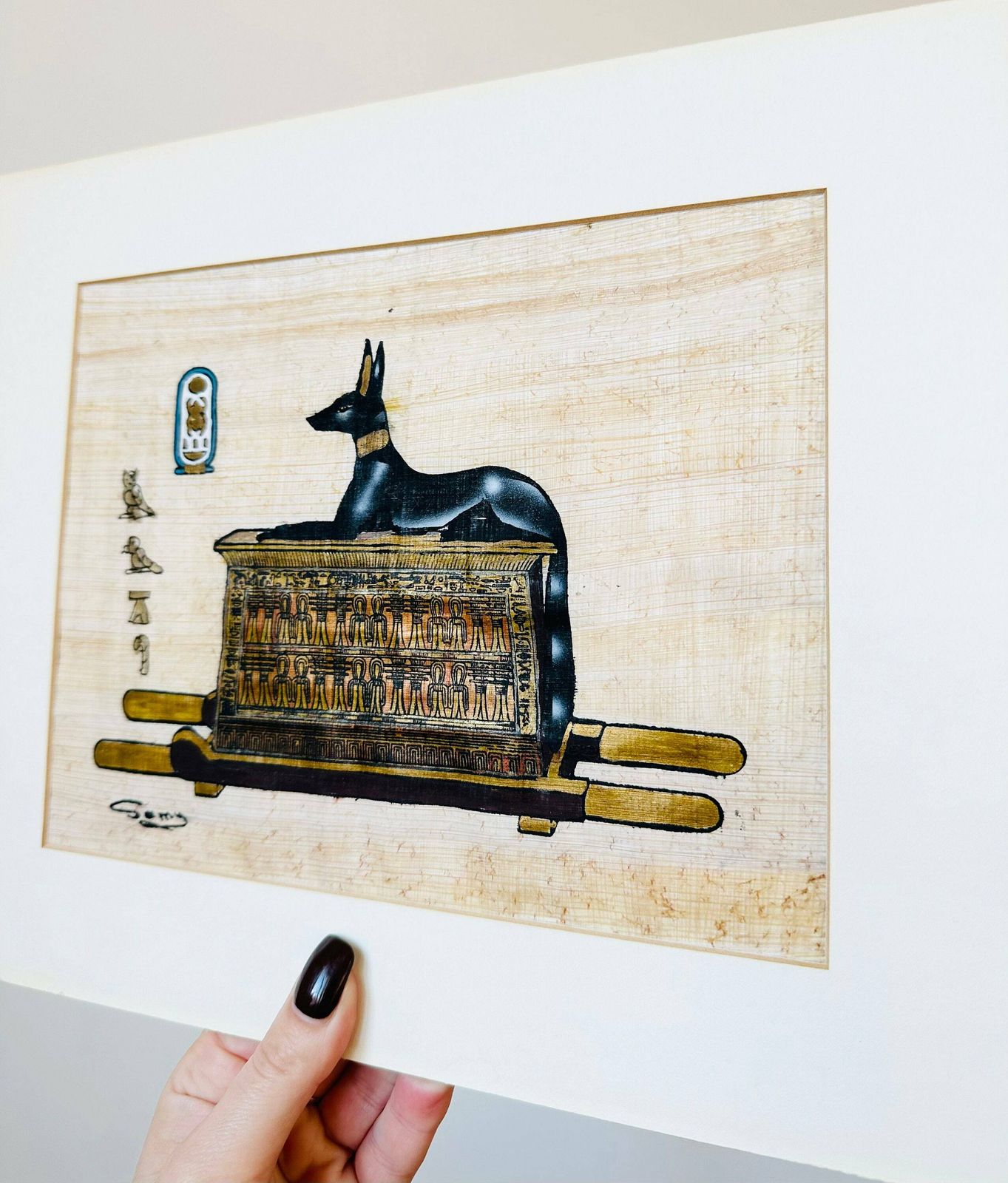 photo for sale Vintage Papyrus Painting Anubis Ancient Egyptian God Of The Dead