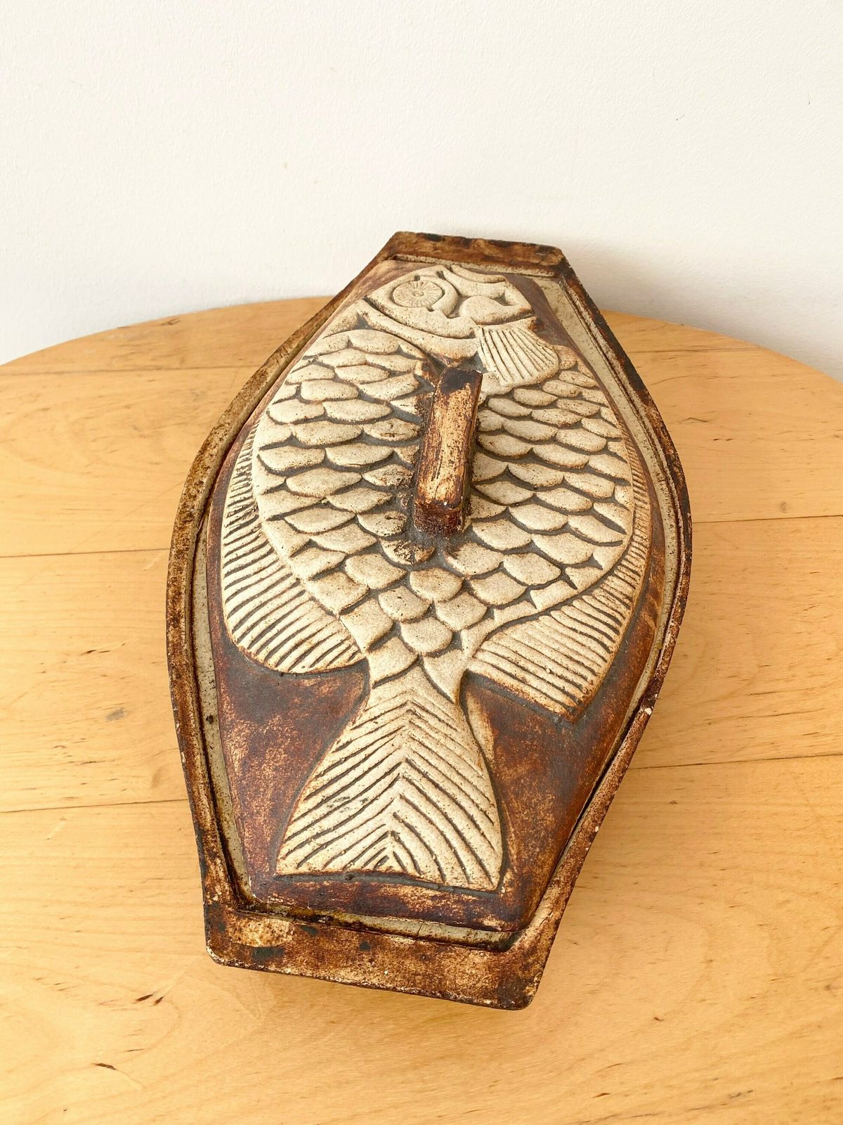 Pottery Fish Tureen, Quantock Stoneware Pottery, Rustic Home photo furniture