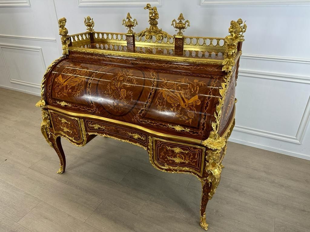 Fantastic, Linke Inspired, French Antique Bureau With Bronze Decoration photo furniture