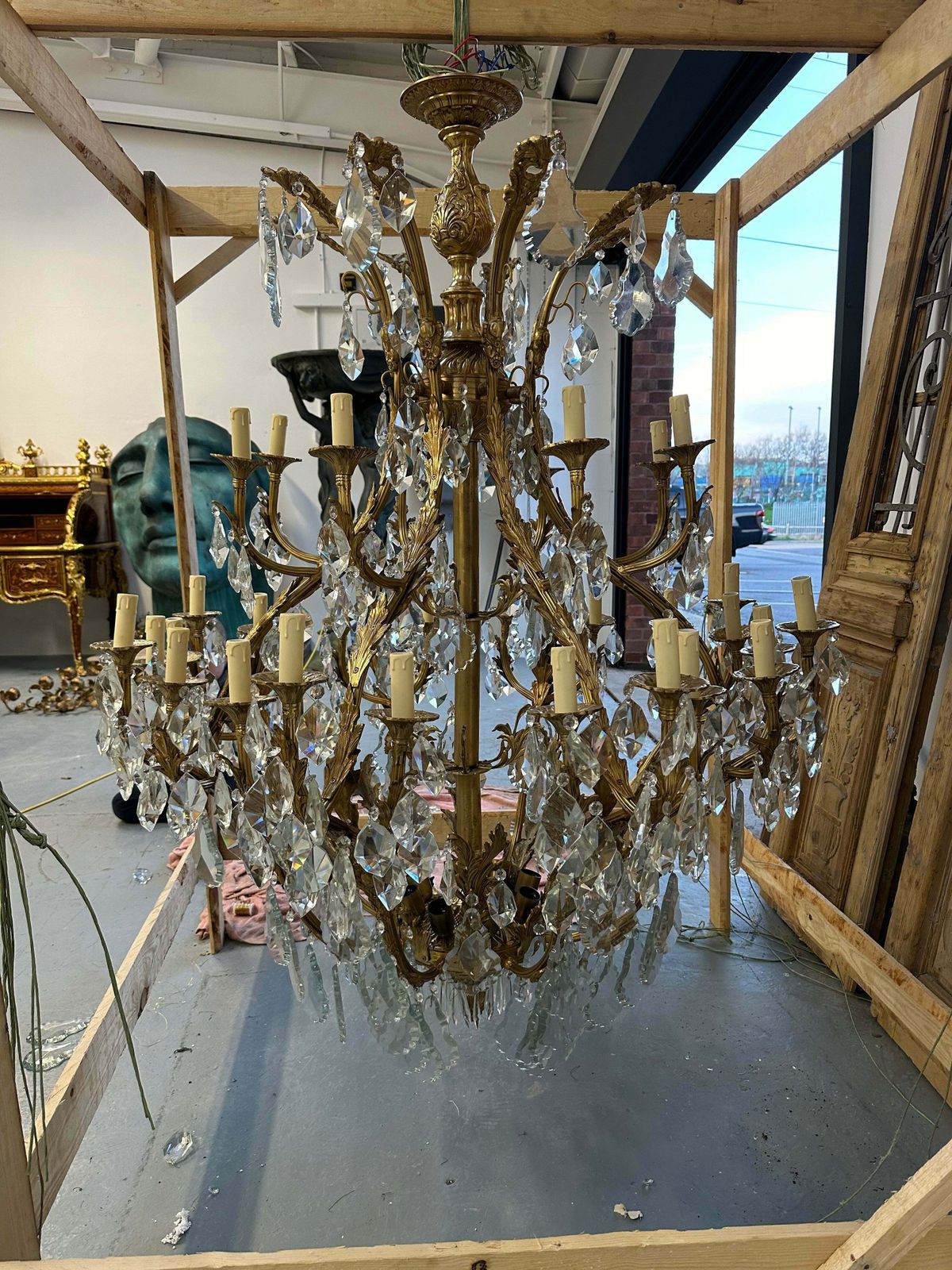 A Stunning, Matching Pair Of Huge Baroque French Antique Chandeliers From Bordeaux photo Lighting