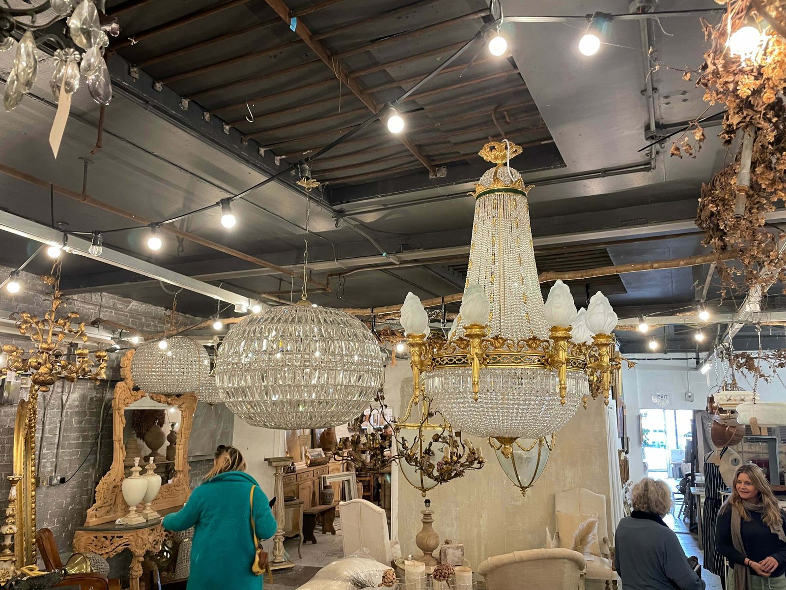 Stunning, French Crystal Empire Chandelier With Bronze Detailing (Pair Available) photo Lighting