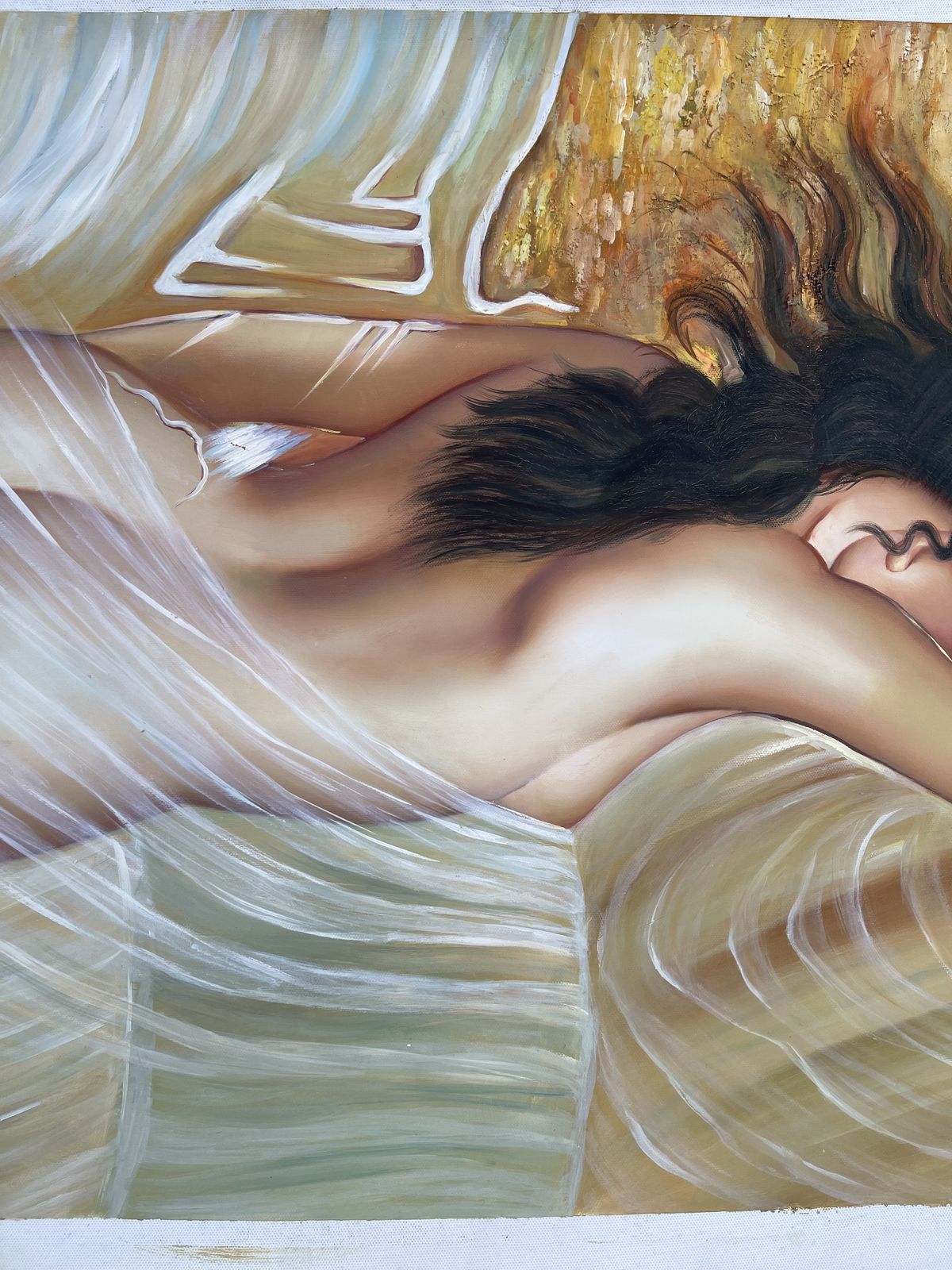 Oil On Canvas Semi Nude Woman With Certificate Of Authenticity 2003 photo 895.0