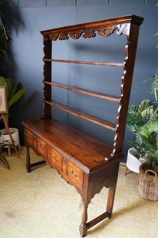Late Georgian Early Victorian Welsh Dresser Solid Oak Brass Bail Pulls photo 1350.0