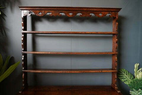 Late Georgian Early Victorian Welsh Dresser Solid Oak Brass Bail Pulls photo vintage