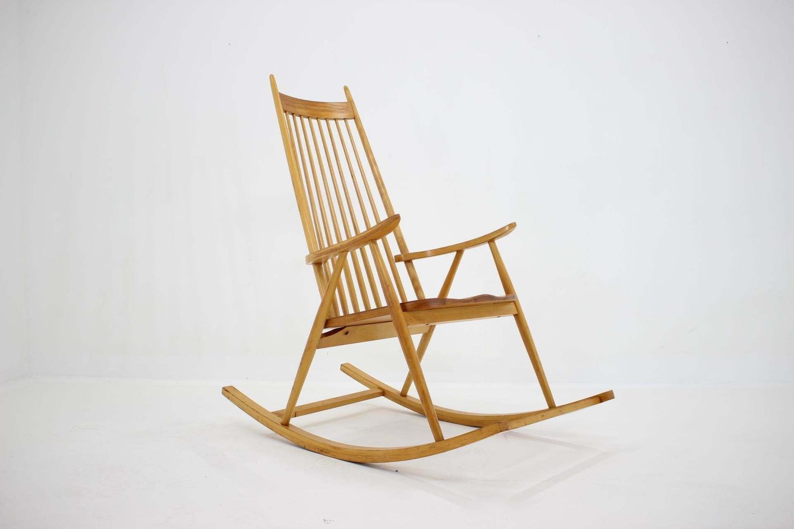 1960s Midcentury Wooden Rocking Chair, Czechoslovakia photo furniture