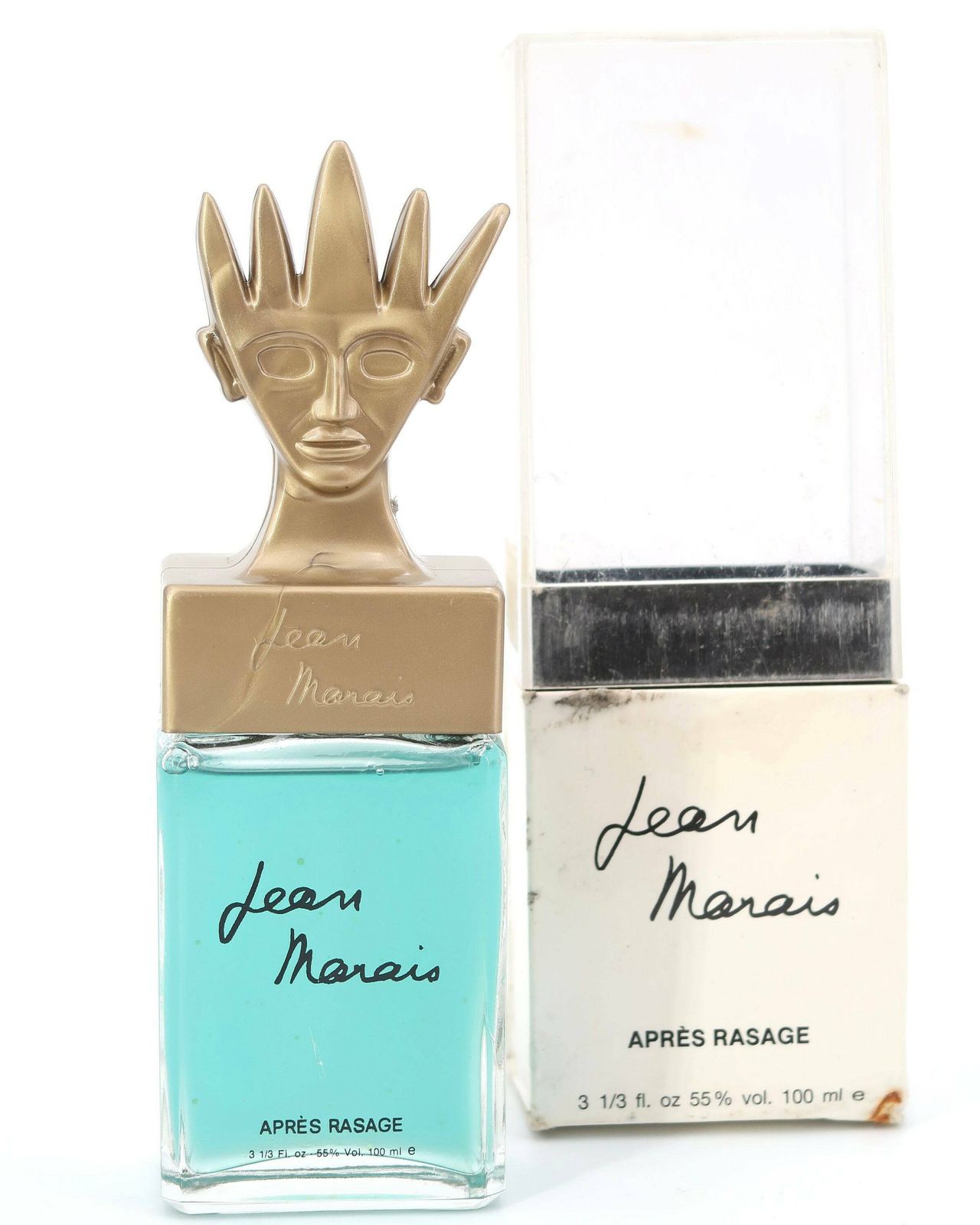 Franse Jean Marais Fles, Naar Voorbeeld Van Een Tekening Van Jean Cocteau, Gemaakt In Frankrijk / Blauw, Badkamer, Après Rasage, Parfum, Sculptuur photo 101.0