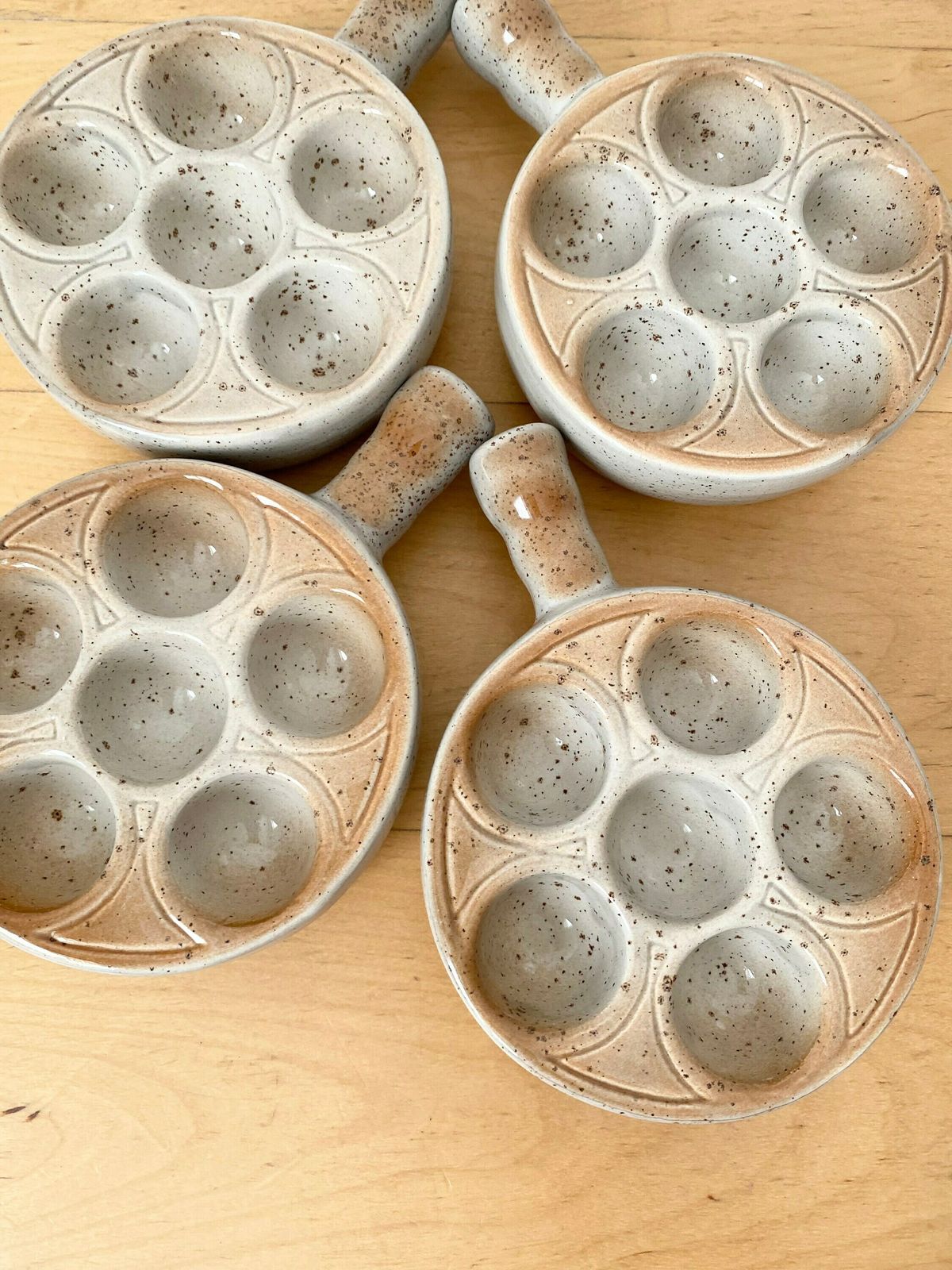 Emilie Henry French Escargot Baking And Serving Dish, Crème Brûlée Coloured Set Of 4 Snails Plate, French Ceramics photo Home Decor