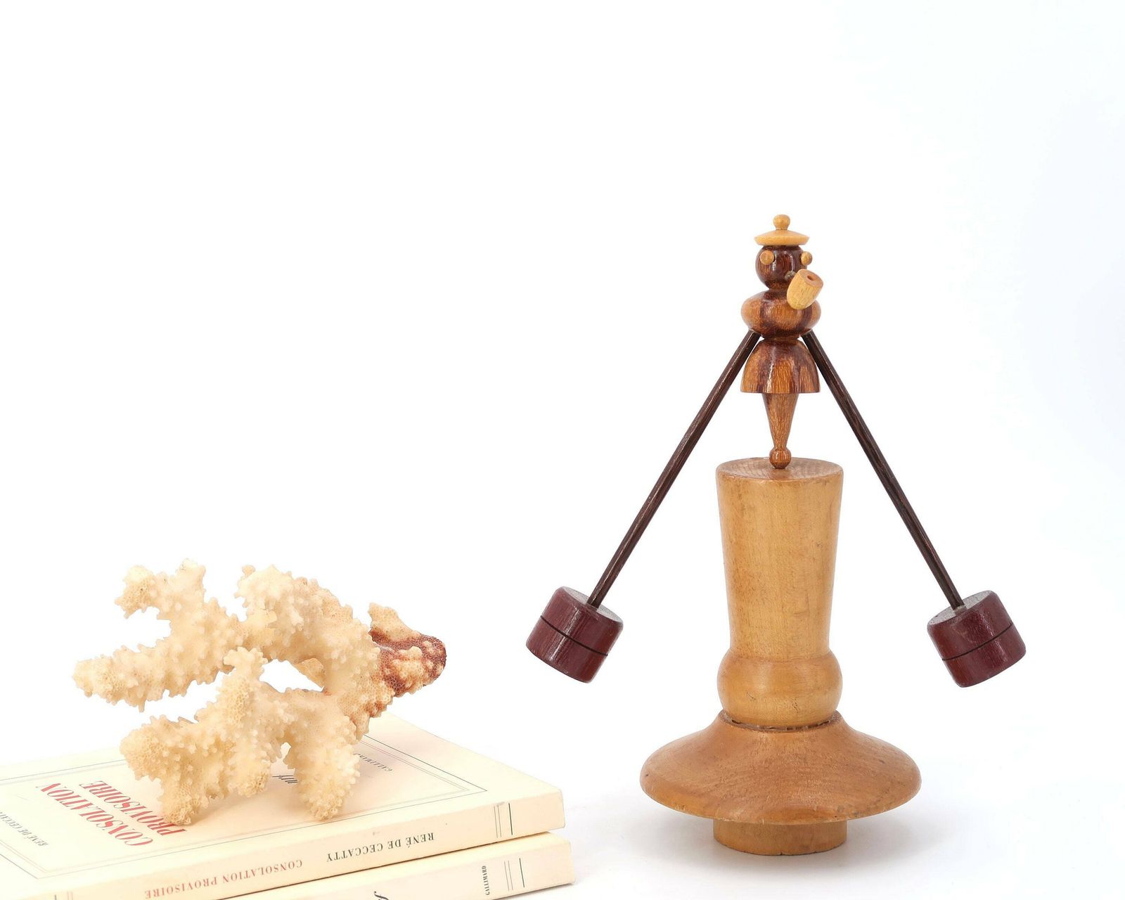 Wood Desk Seesaw Sculpture : Sailor Smoking A Pipe, 1970s / Balance, Balancing, Pendulum, Vintage, Mobile Stabile, Kinetic photo vintage