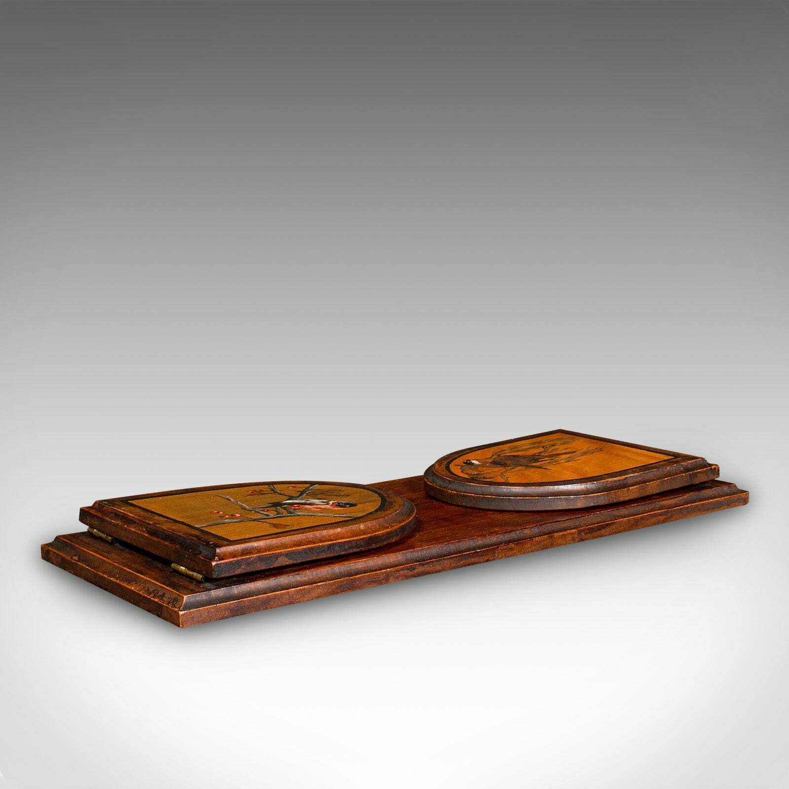 Antique Ornithologist's Book Rest, English Pine Bookslide, Bird Motif, Victorian photo furniture