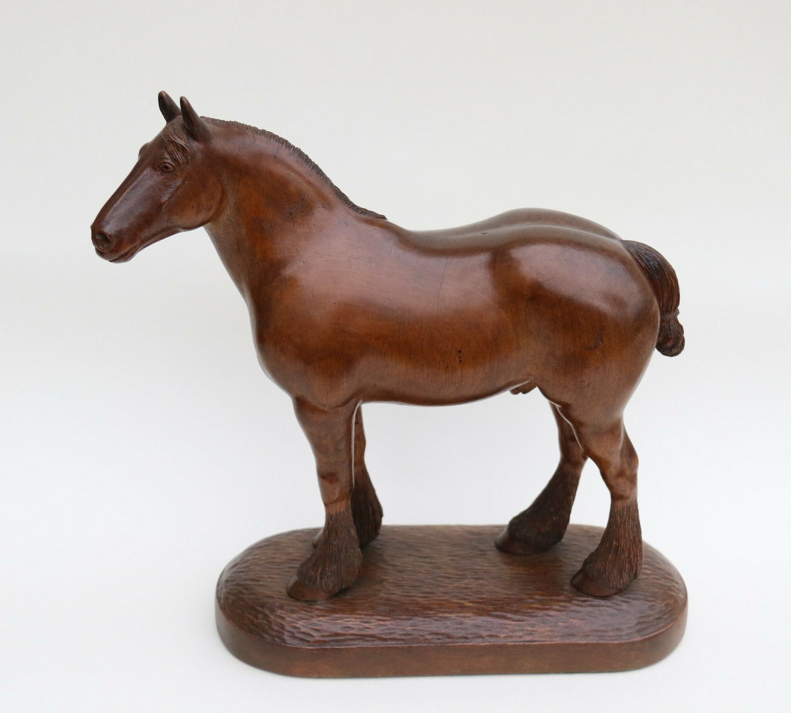 An  English Hand Carved Study Of A Belgian Draught Horse Stallion, Circa 1930 photo for sale