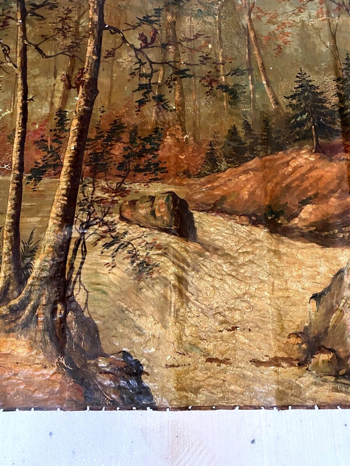 Oil On Canvas "View Of A Watercourse" Decorative Wall Panels 20th Century photo furniture