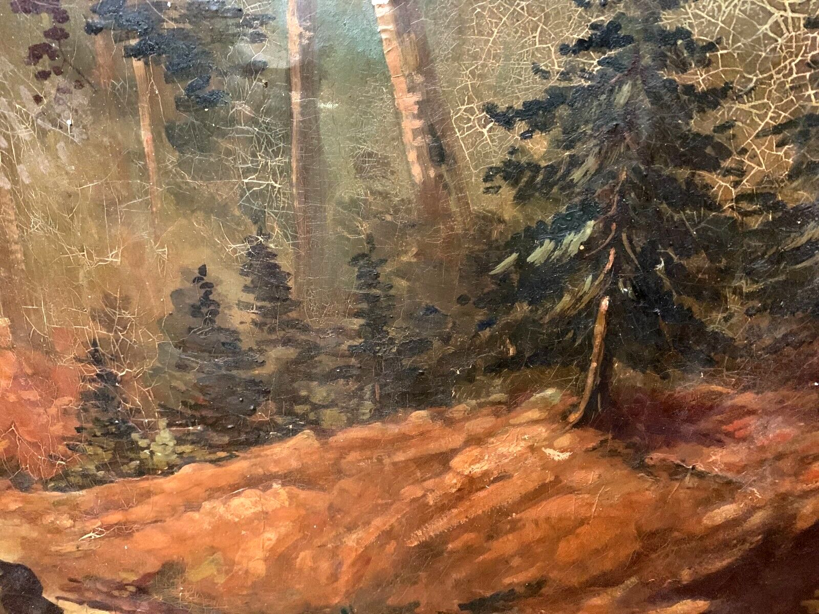 Oil On Canvas "View Of A Watercourse" Decorative Wall Panels 20th Century photo for sale