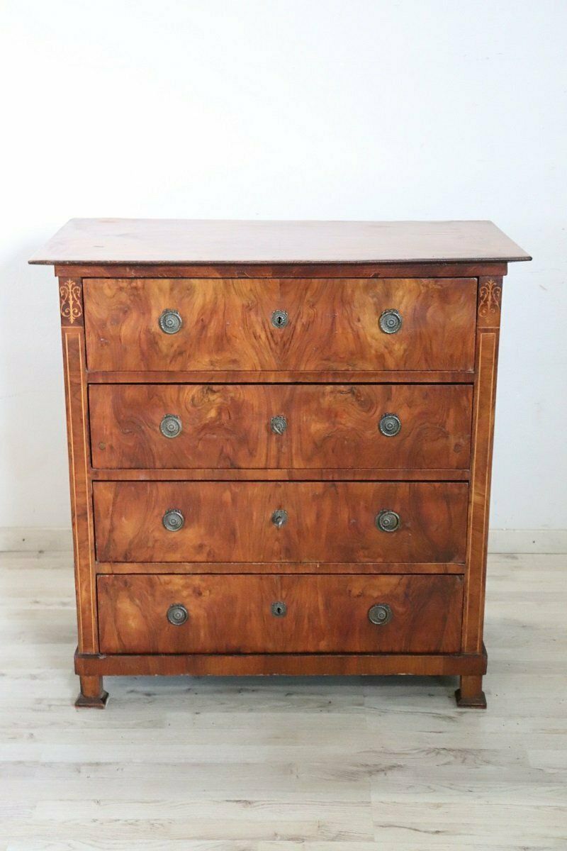 Antique Chest Of Drawers In Walnut, Late 19th Century photo for sale