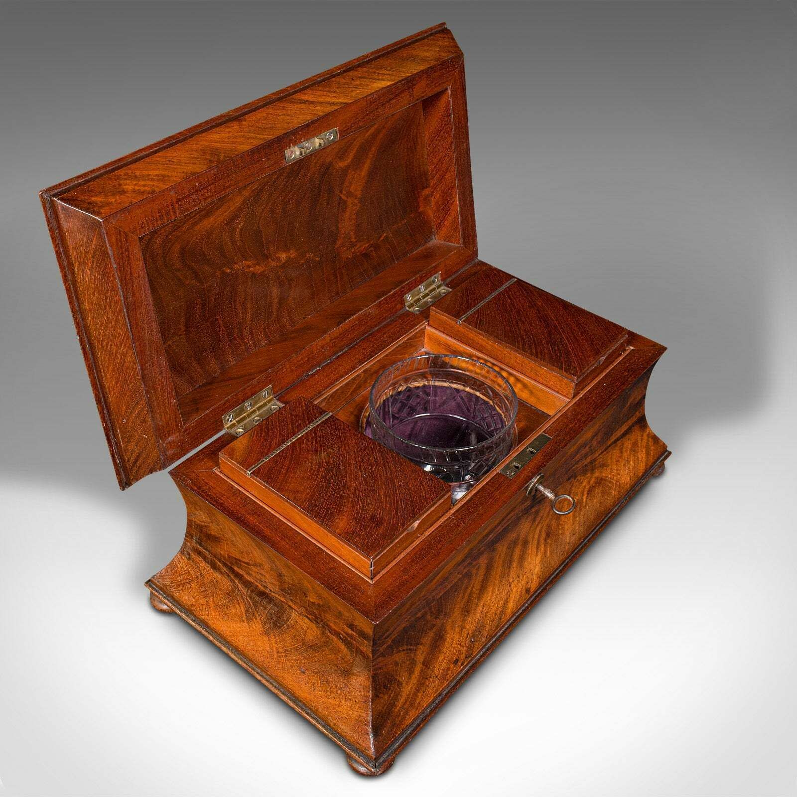 Antique Drawing Room Tea Caddy, English, Flame, Sarcophagus, Regency, Circa 1820 photo vintage