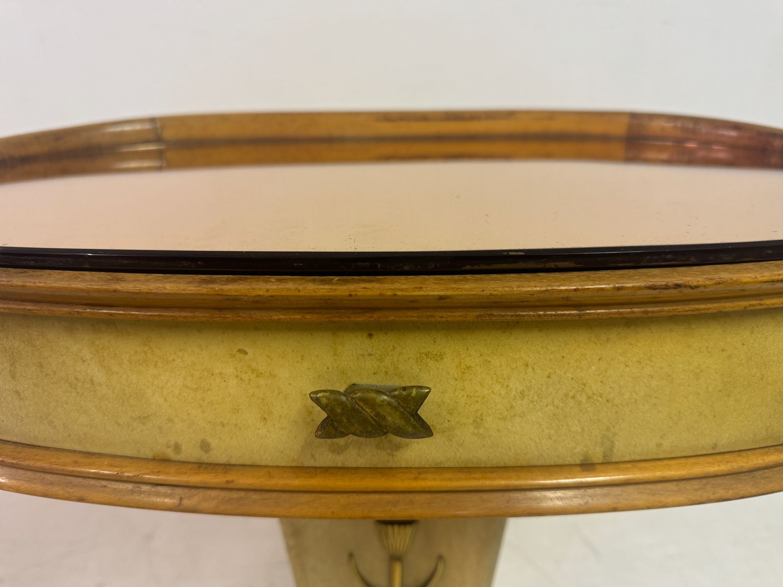 photo vintage Pair Of 1950s Italian Parchment Bedside Tables Or Nightstands