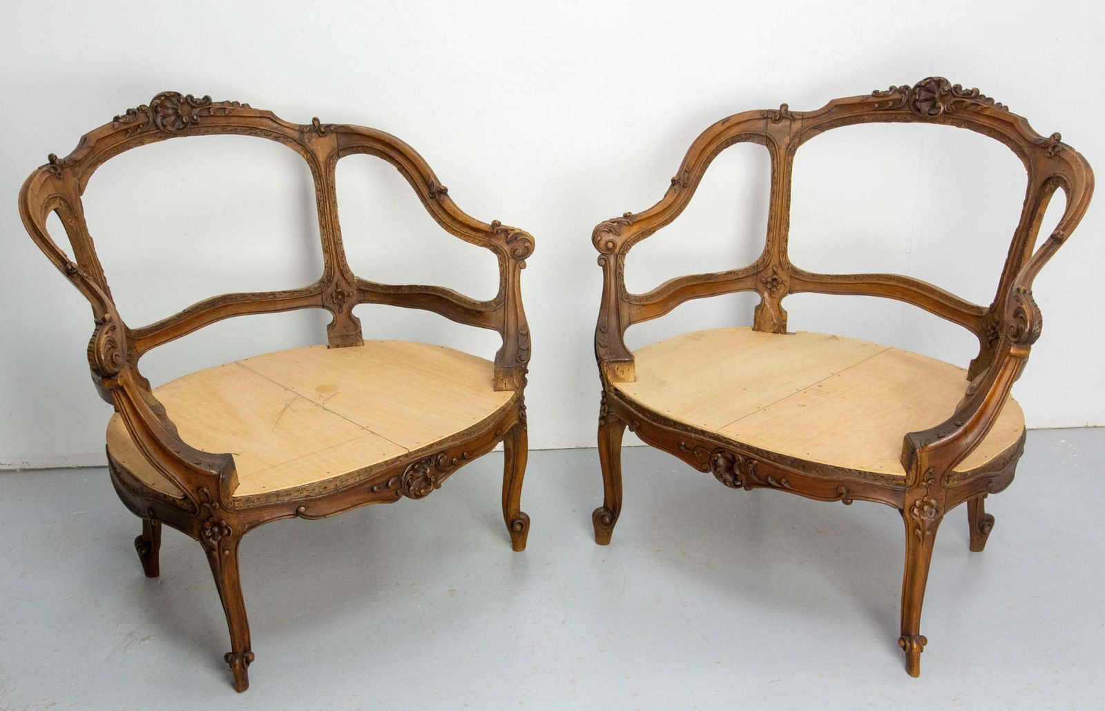 Pair Of Louis XV Revival Open Armchairs To Cane Or Upholster French, 19th C photo for sale