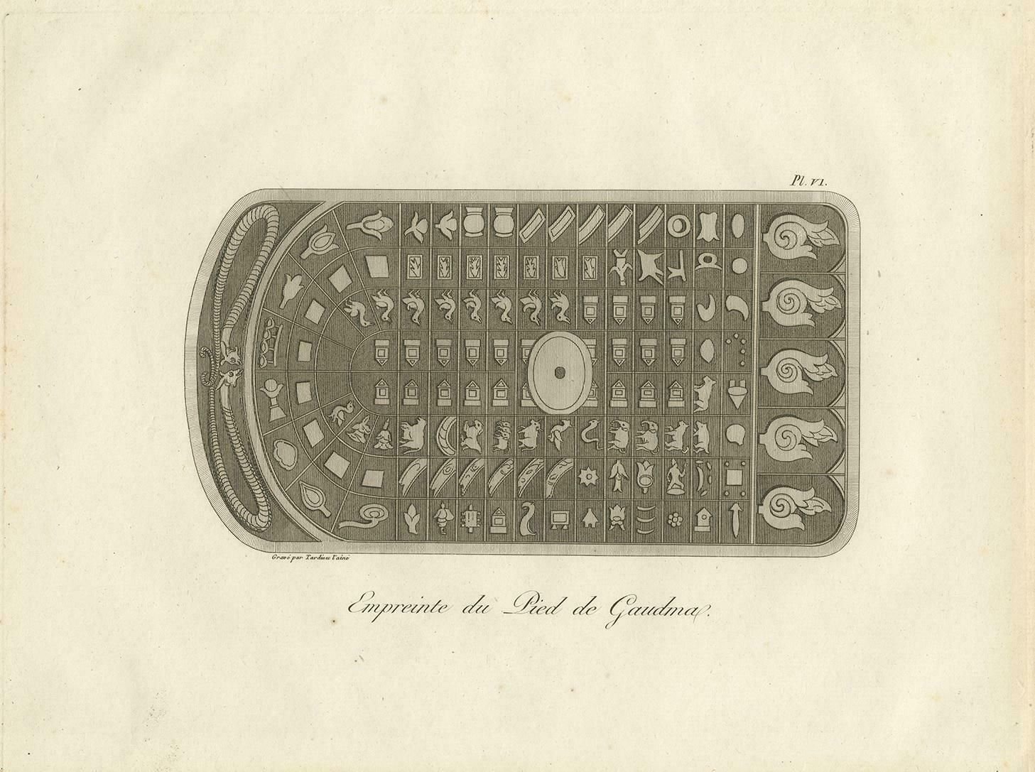 Antique Print Of Buddha's Footprint By Symes (1800) photo for sale