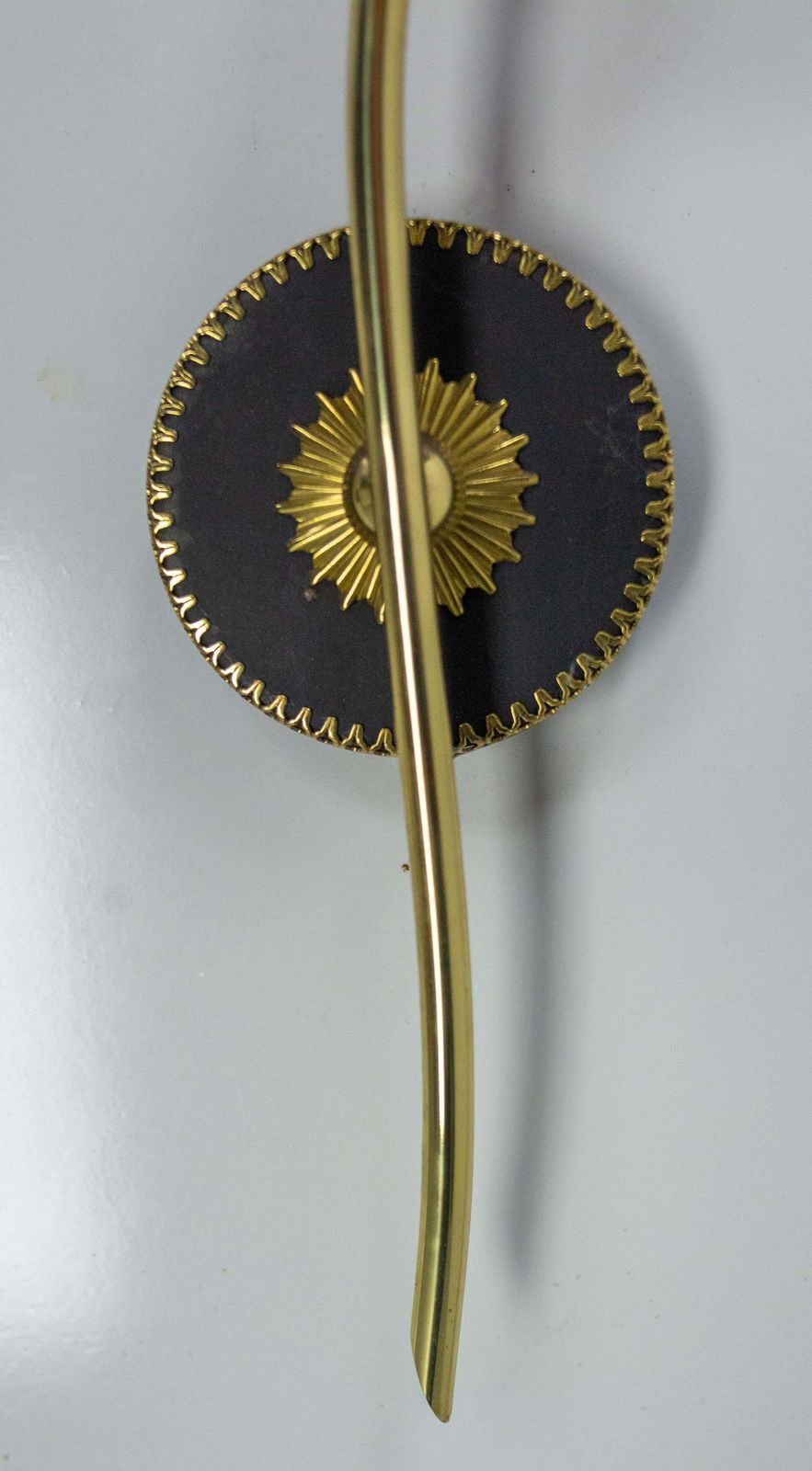 Lighting Pair Of Sconces Frozen Glass Black & Golden Chrome Circa 1960 Arlus Style France photo