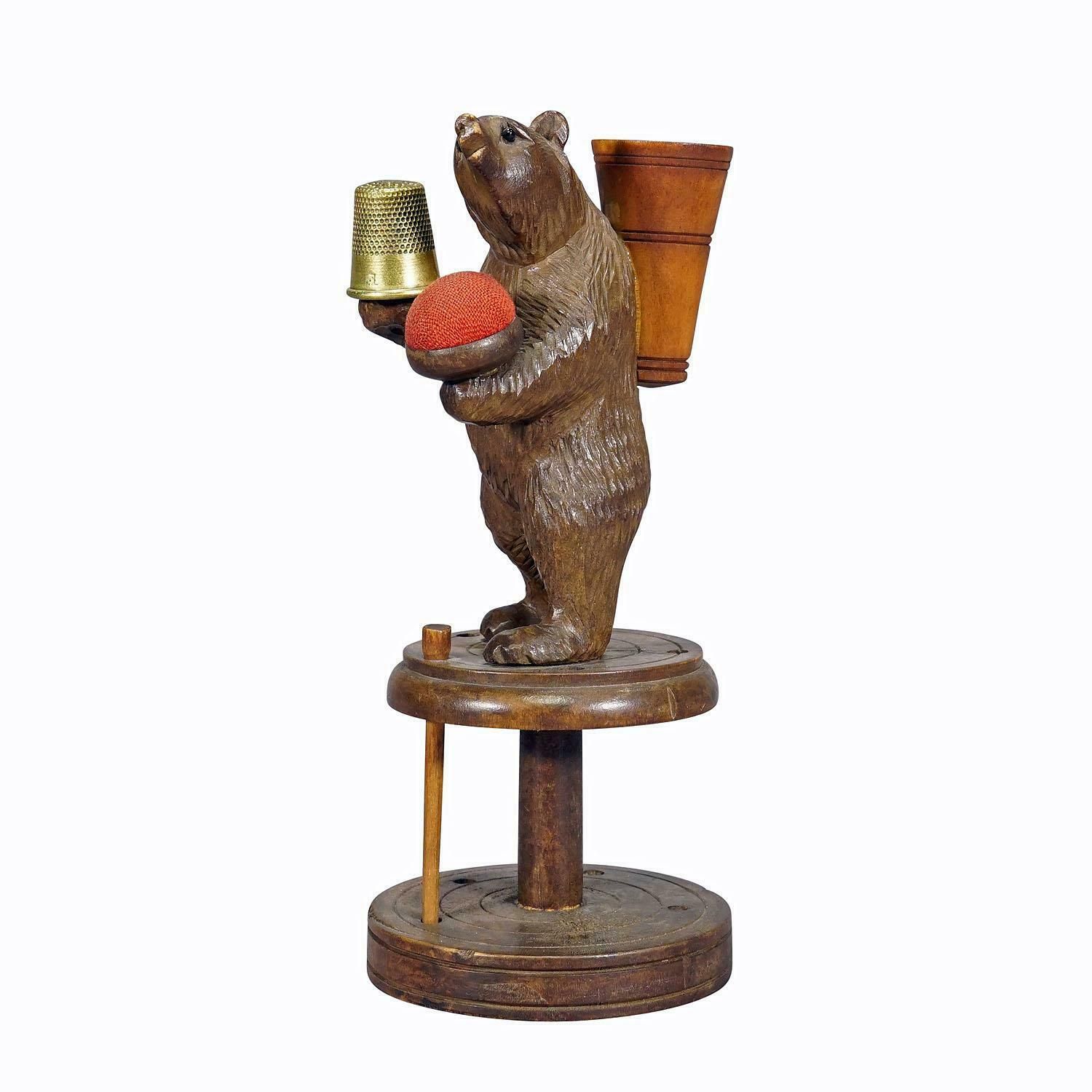 A Lovely Carved Black Forest Bear For Sewing Utensils, Pierre Michel, Brienz photo buy