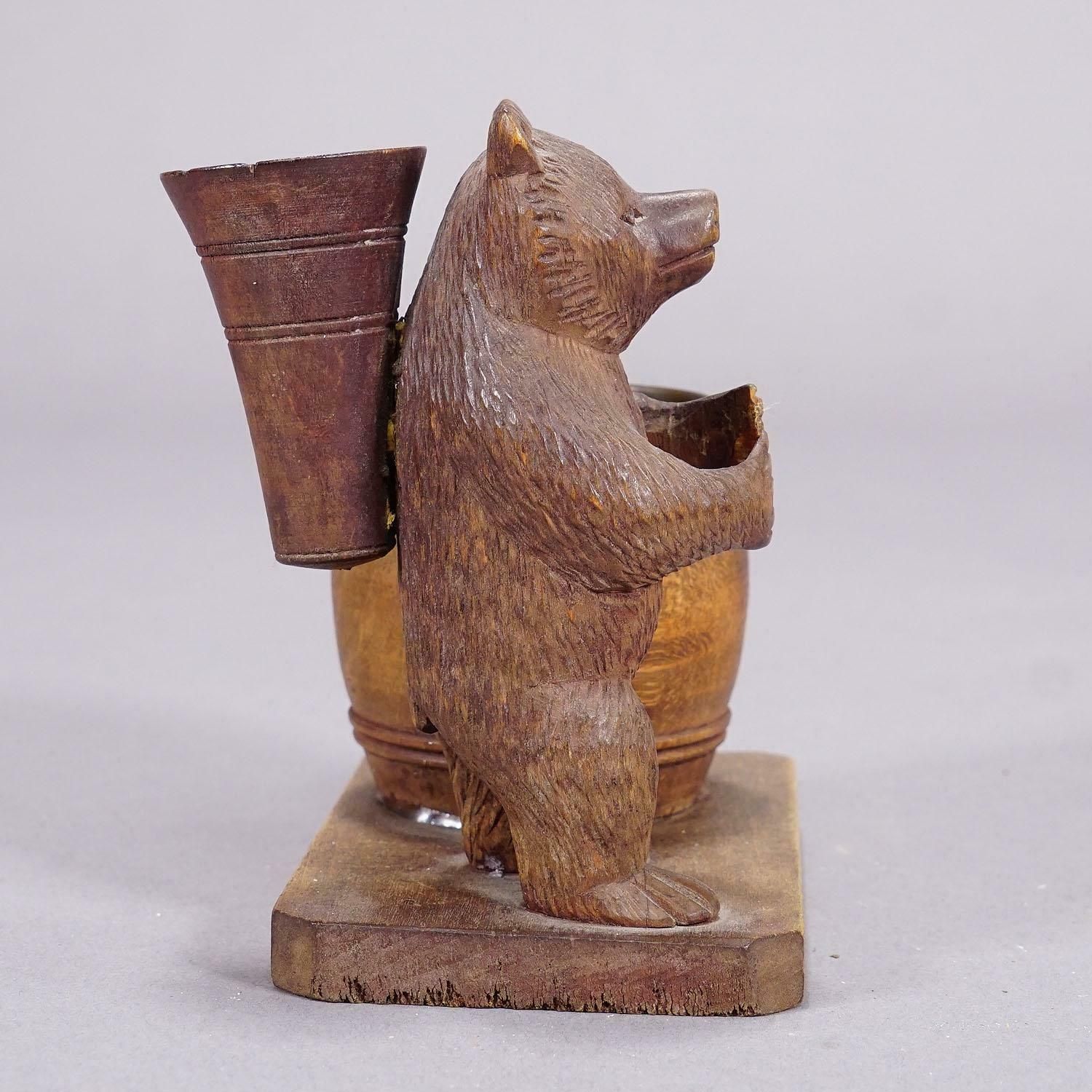 A Wooden Carved Black Forest Bear Desk Set Ca. 1920s photo for sale