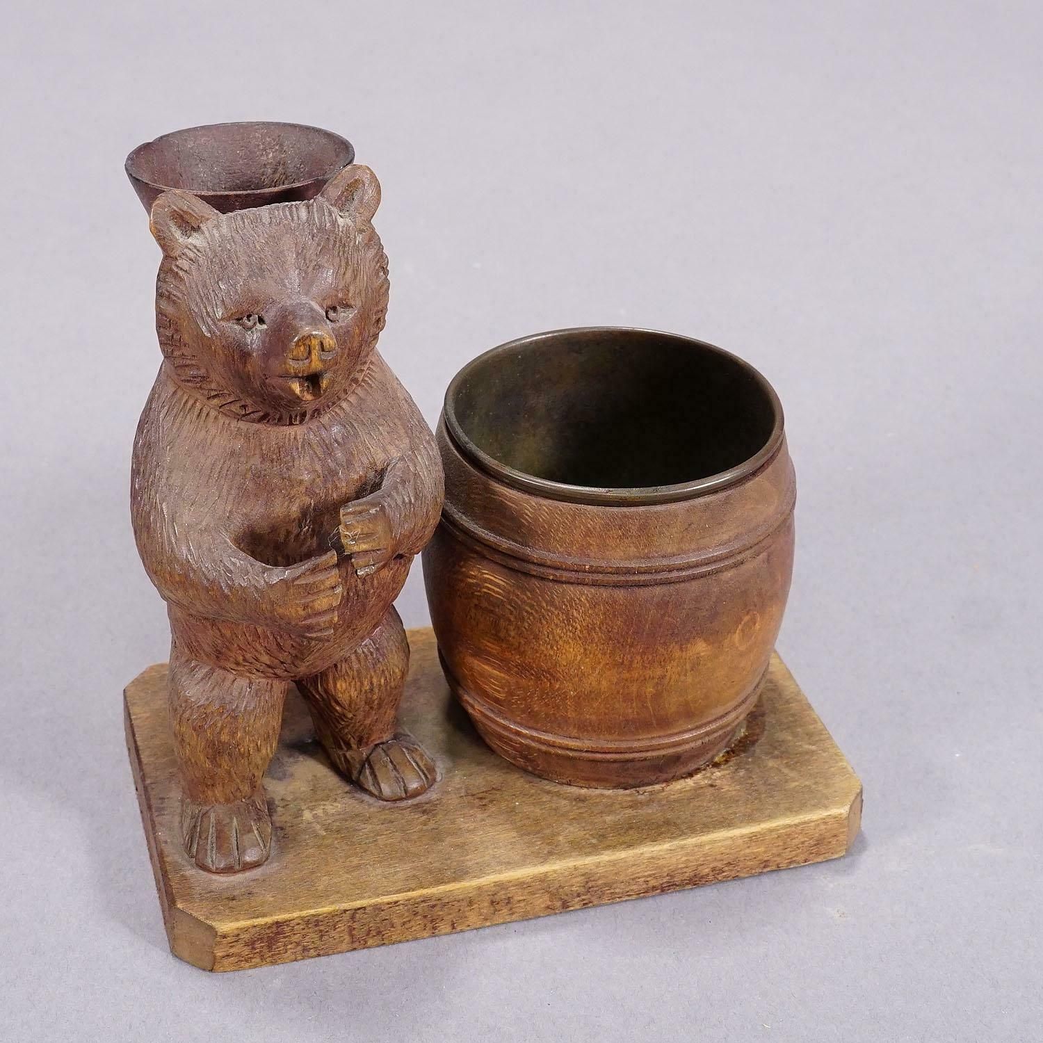 A Wooden Carved Black Forest Bear Desk Set Ca. 1920s photo Art