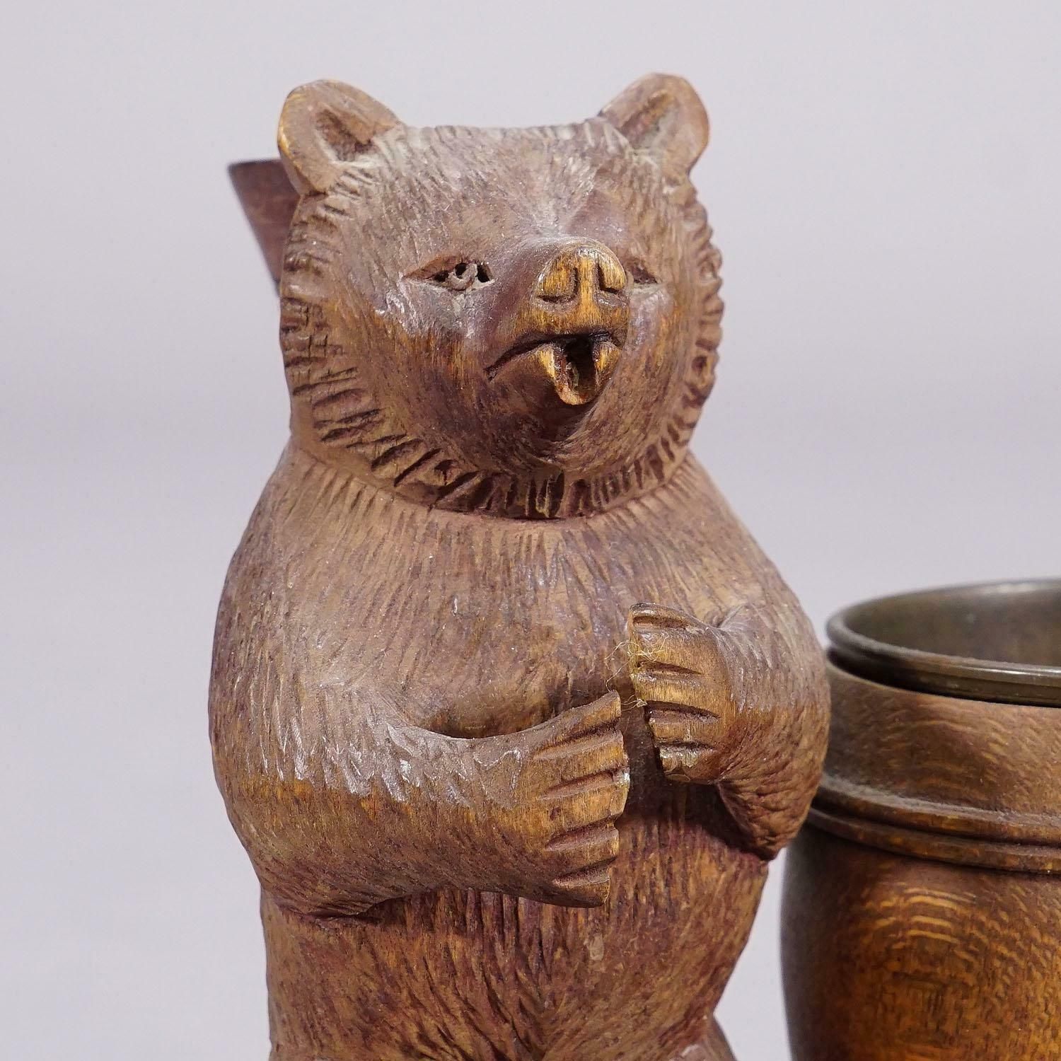 A Wooden Carved Black Forest Bear Desk Set Ca. 1920s photo 309.0