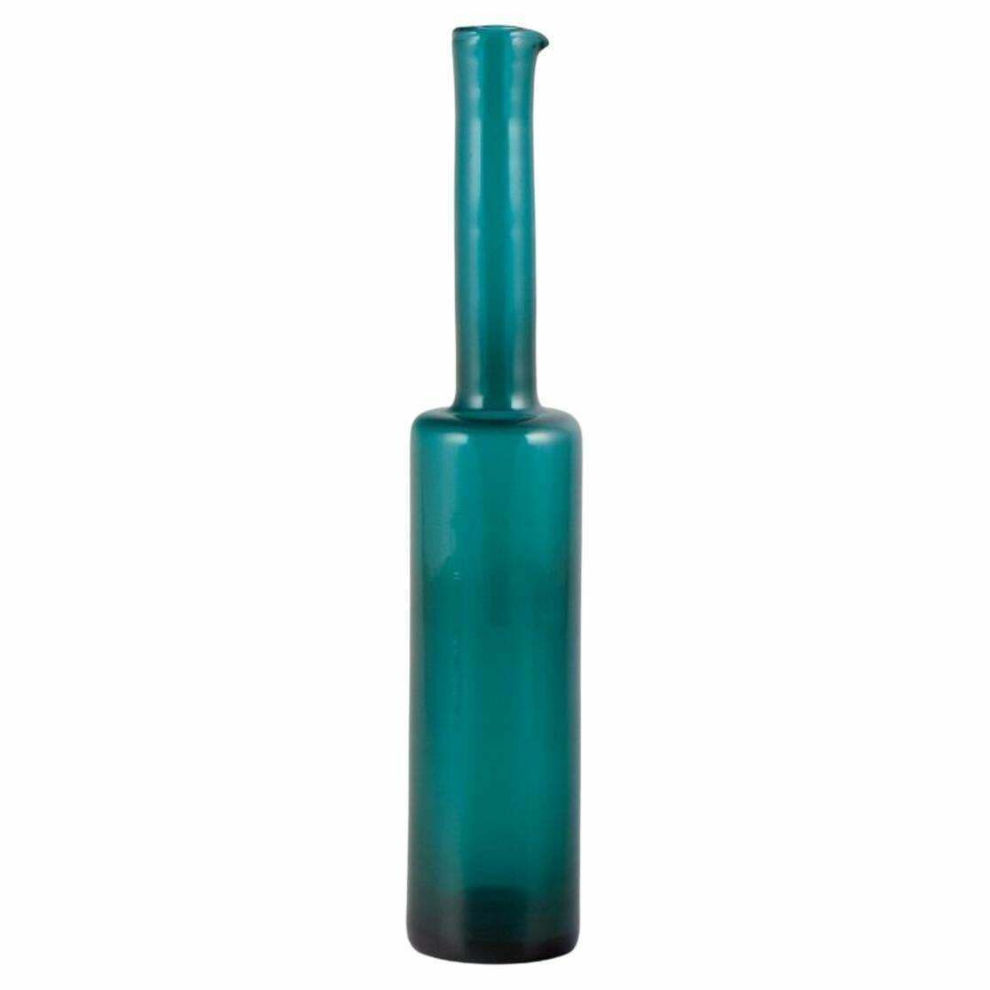 Nanny Still For Riihimäen Lasi, Finland. Vase/Bottle In Turquoise Art Glass