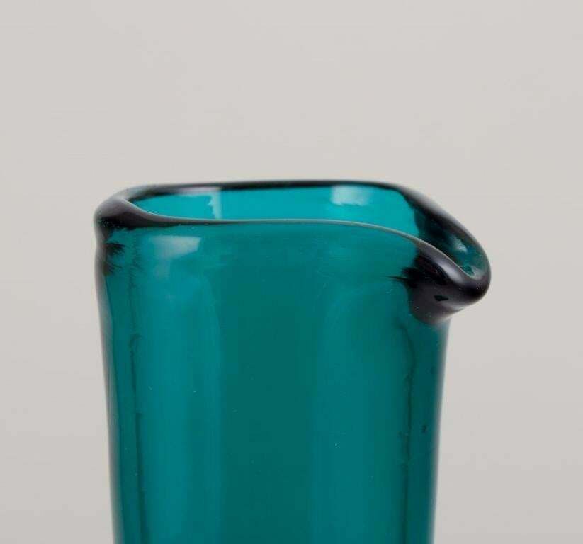 Nanny Still For Riihimäen Lasi, Finland. Vase/Bottle In Turquoise Art Glass photo Home Decor