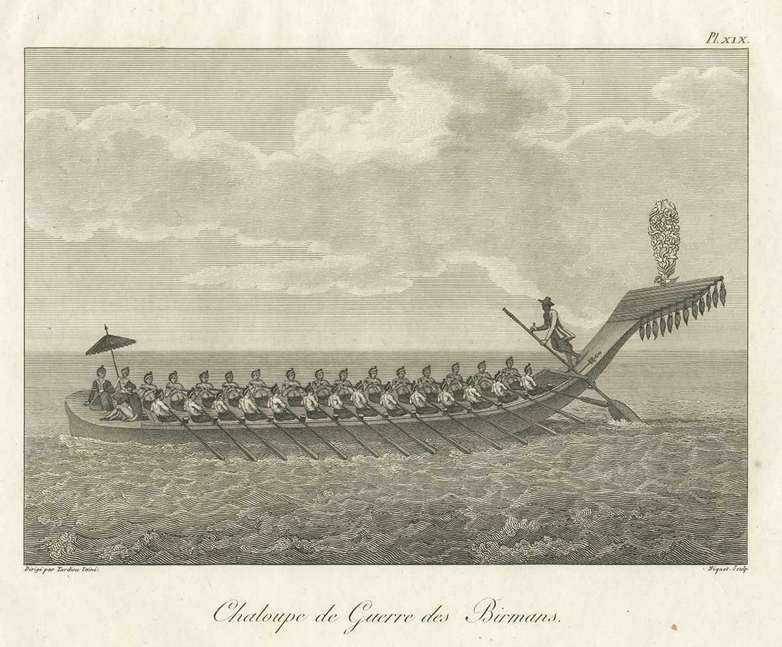 Antique Print Of A Burmese War Boat By Symes '1800' photo Art